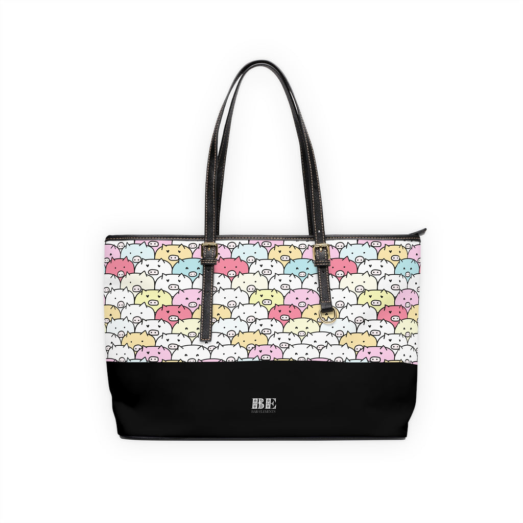 Pile of Piggies Leather Tote Bag, PU Leather Tote
