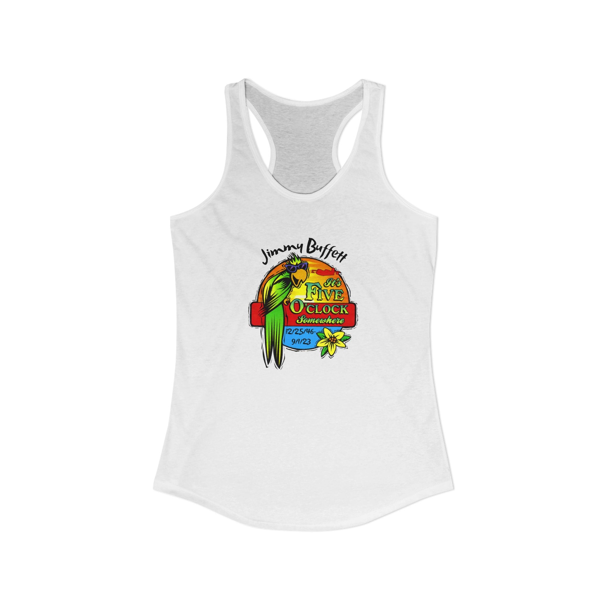 Its Five O'Clock Somewhere, Jimmy Buffett Women's Ideal Racerback Tank