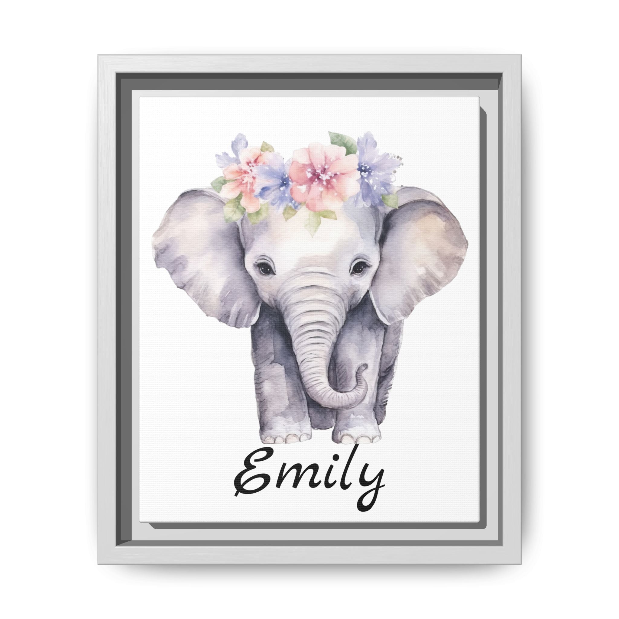 Personalized Baby Elephant Decor, Framed Picture Print, Gender Neutral Safari Animal Theme Gift, Matte Poster