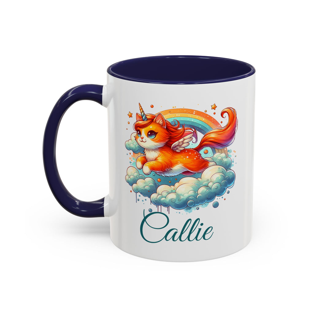 Personalized Flying Orange Unicorn Cat Coffee Mug, Orange Cat Mug