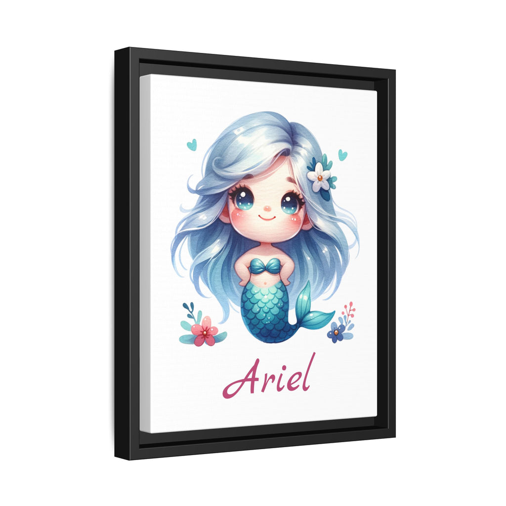 Personalized Little Red Haired Mermaid Wall Art, Girls Mermaid Bedroom Wall Art, Personalized Wall Art
