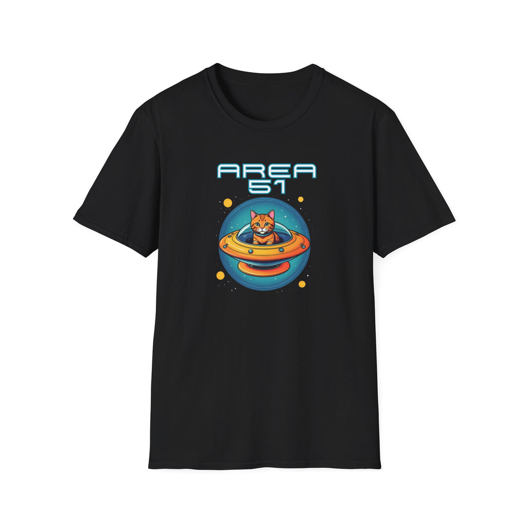 Alien Cat Area 51 T-Shirt - Fun Unisex Tee, Perfect Gift for UFO Lovers, Sci-Fi Fans, Cat Enthusiasts, Casual Wear