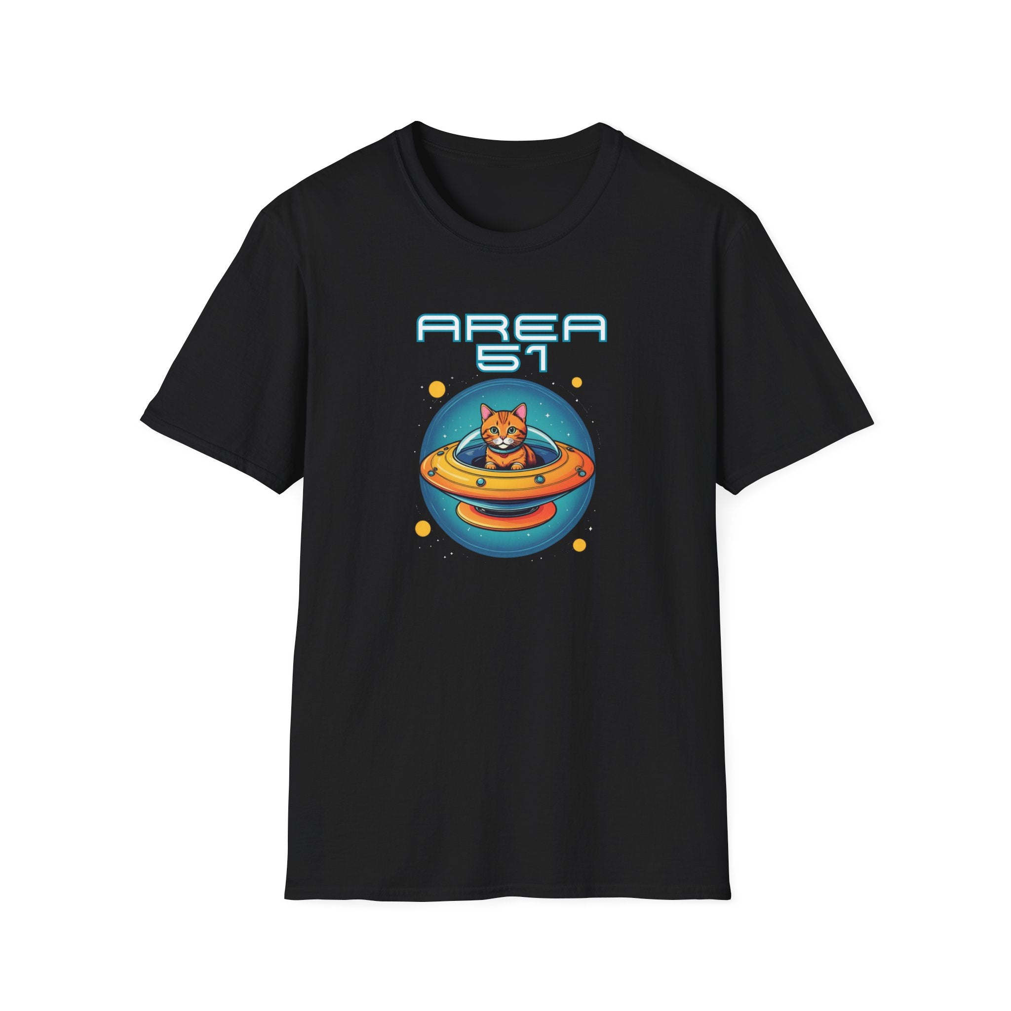 Alien Cat Area 51 T-Shirt - Fun Unisex Tee, Perfect Gift for UFO Lovers, Sci-Fi Fans, Cat Enthusiasts, Casual Wear