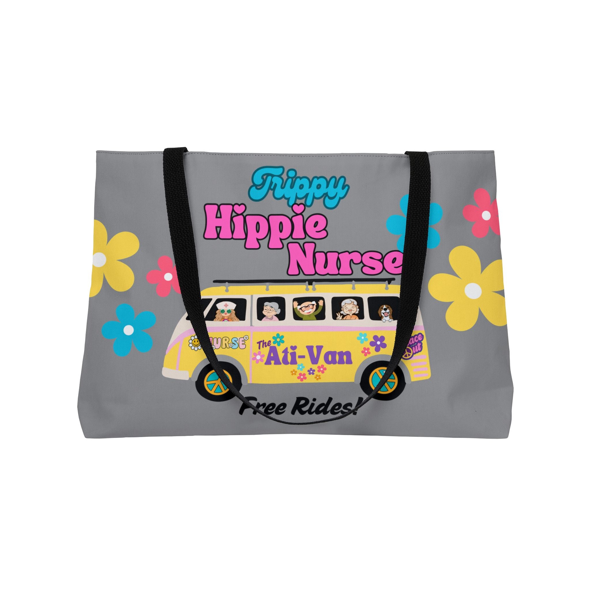 Trippy Hippie Nurse, Ati-Van Hippie Van Tote Bag, Nurse Tote Bag