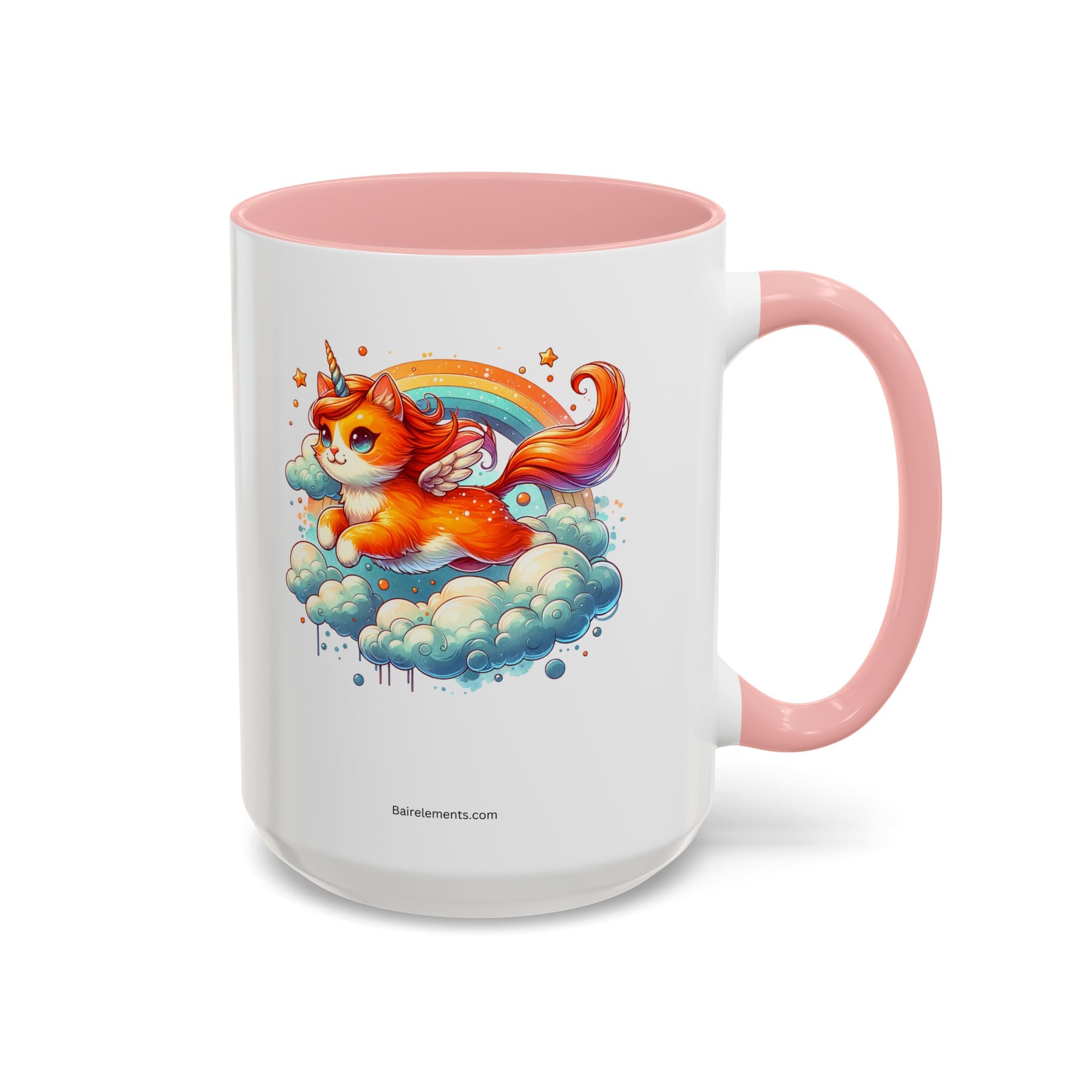 Personalized Flying Orange Unicorn Cat Coffee Mug, Orange Cat Mug
