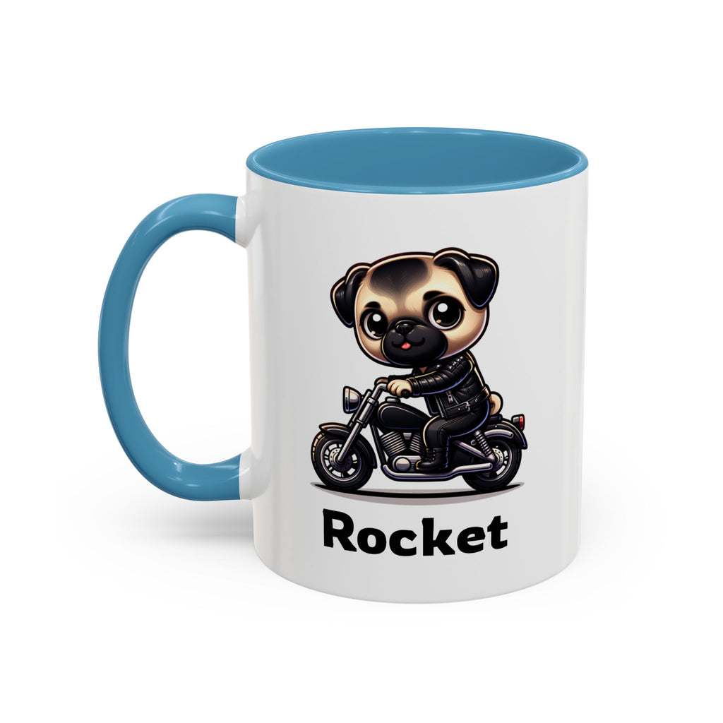 Personalized Motorcycle Pug Mug , Custom Dog Lover Coffee Cup