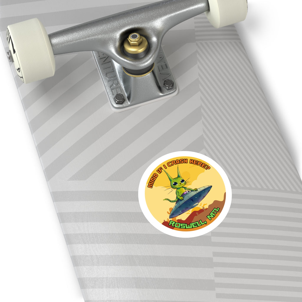 Roswell Alien Cat Stickers, Fun Decor, Laptop, Travel Mementos, Gift for UFO Lovers, Roswell Theme, Indoor/Outdoor Use