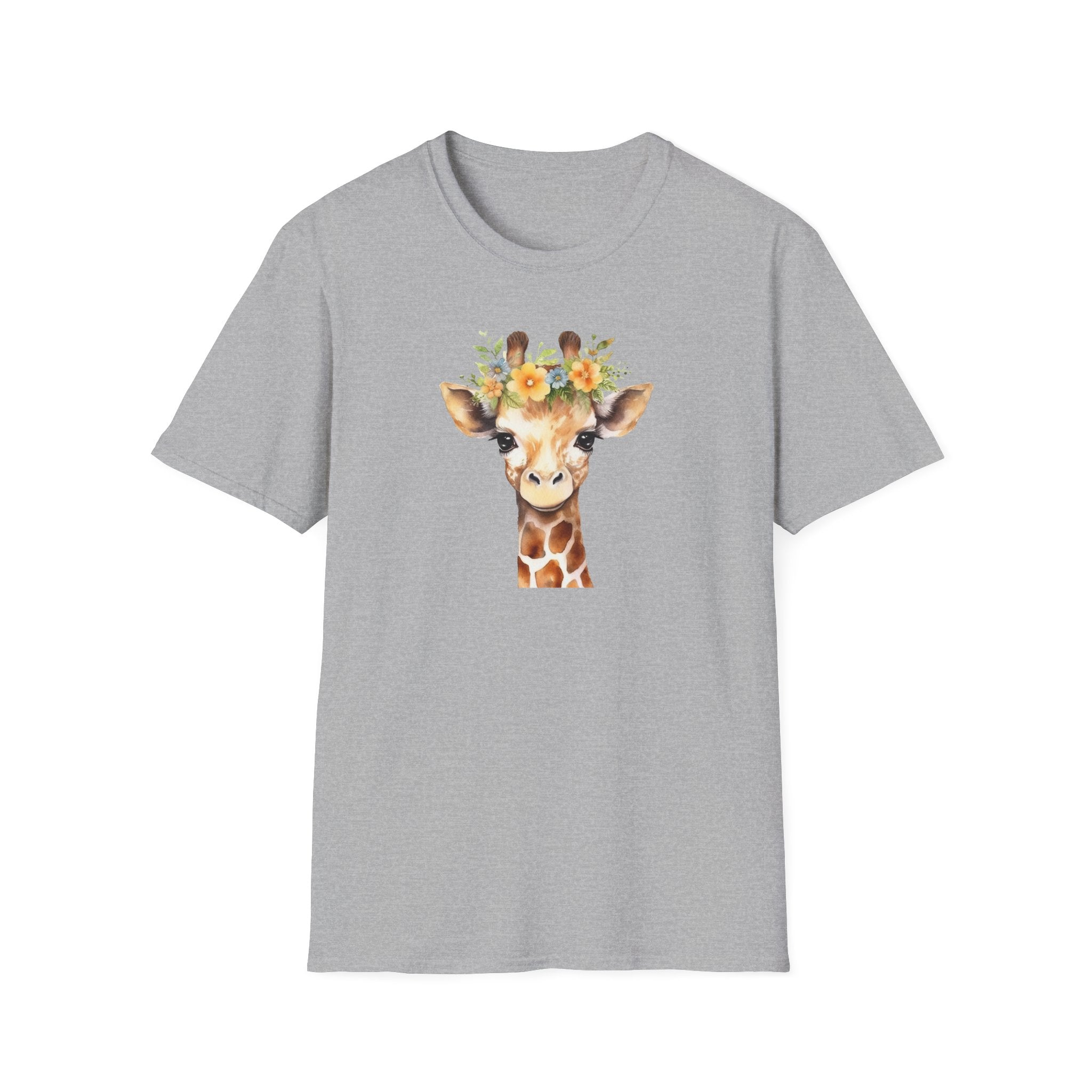 Floral Giraffe T-Shirt, Cute Animal Shirt, Unisex Tee, Animal Lover Gift, Casual Wear, Summer Fashion