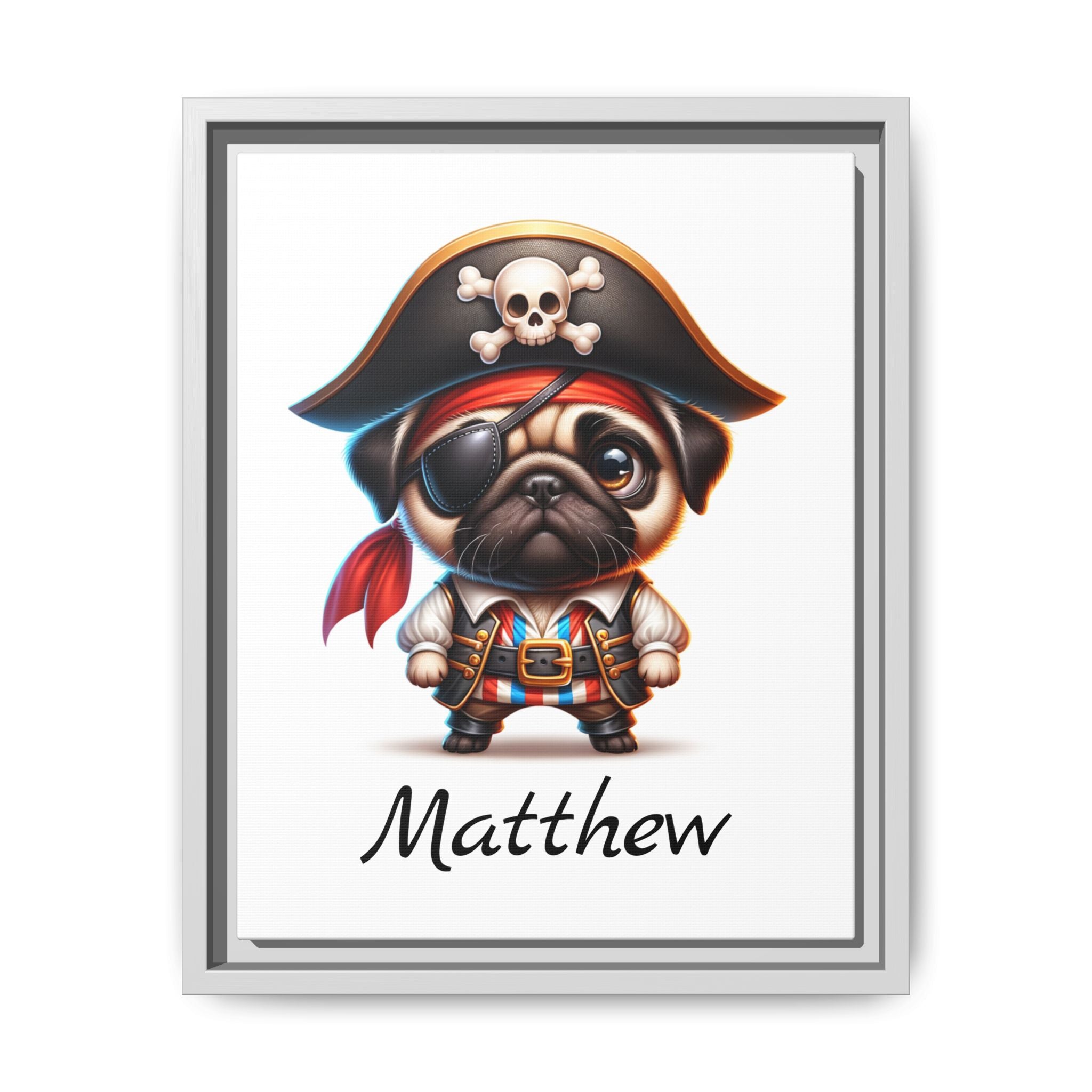 Personalized Pirate Pug Boys Bedroom Decor, Great Gift Idea, Pug Wall Decor. Personalized wall art