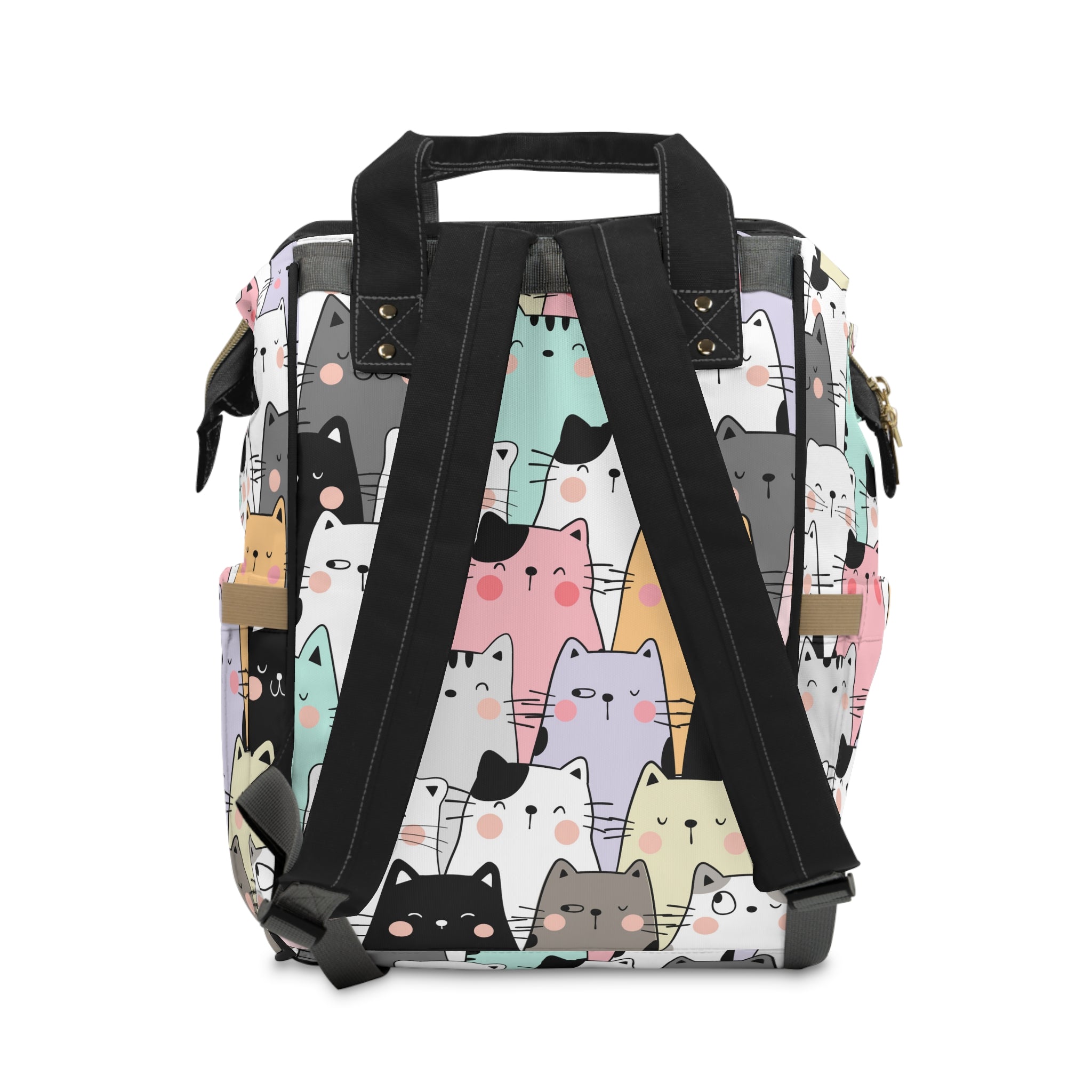 Colorful Cats Tote Backpack, Cat Print Backpack