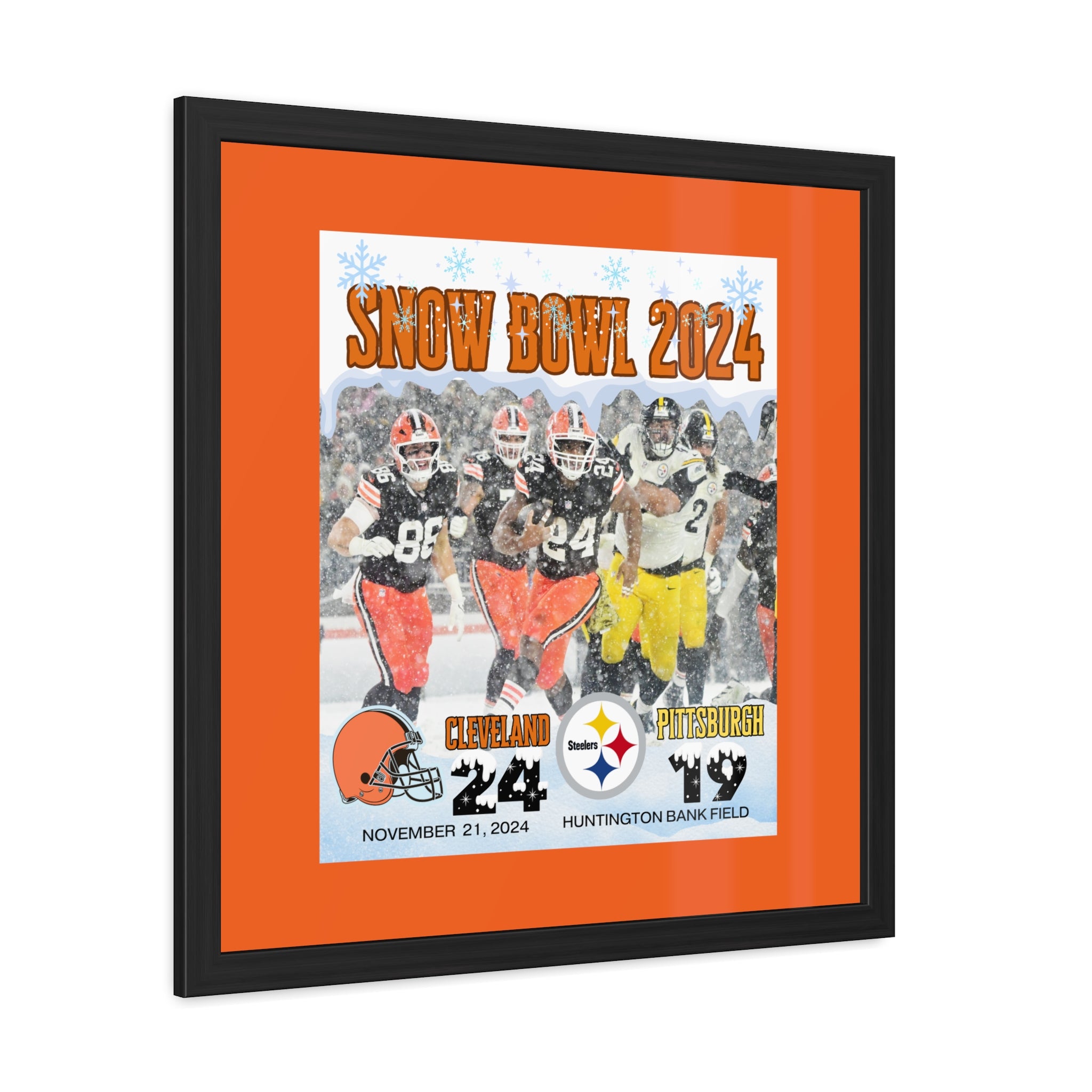Cleveland Snow Bowl 2024 Limited Edition Wall Art Framed Poster 16 X 16, 24 X 24, Orange