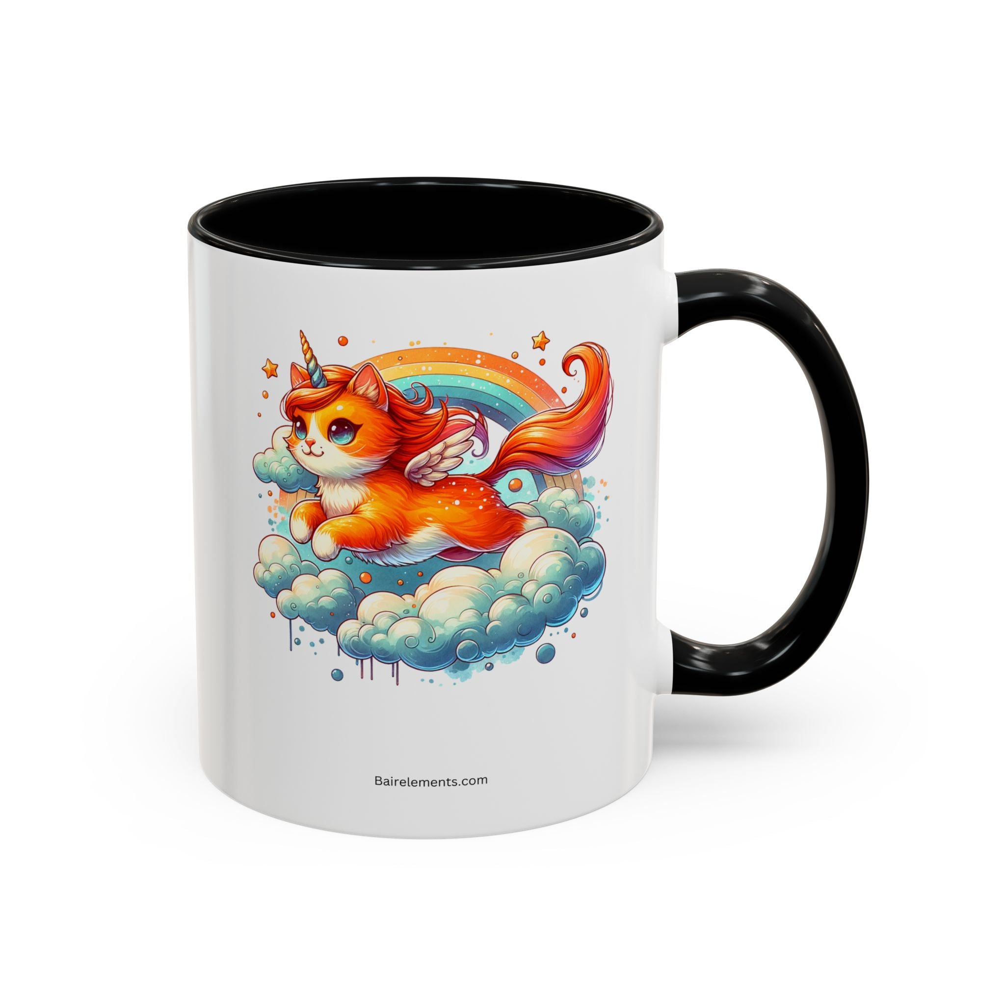 Personalized Flying Orange Unicorn Cat Coffee Mug, Orange Cat Mug