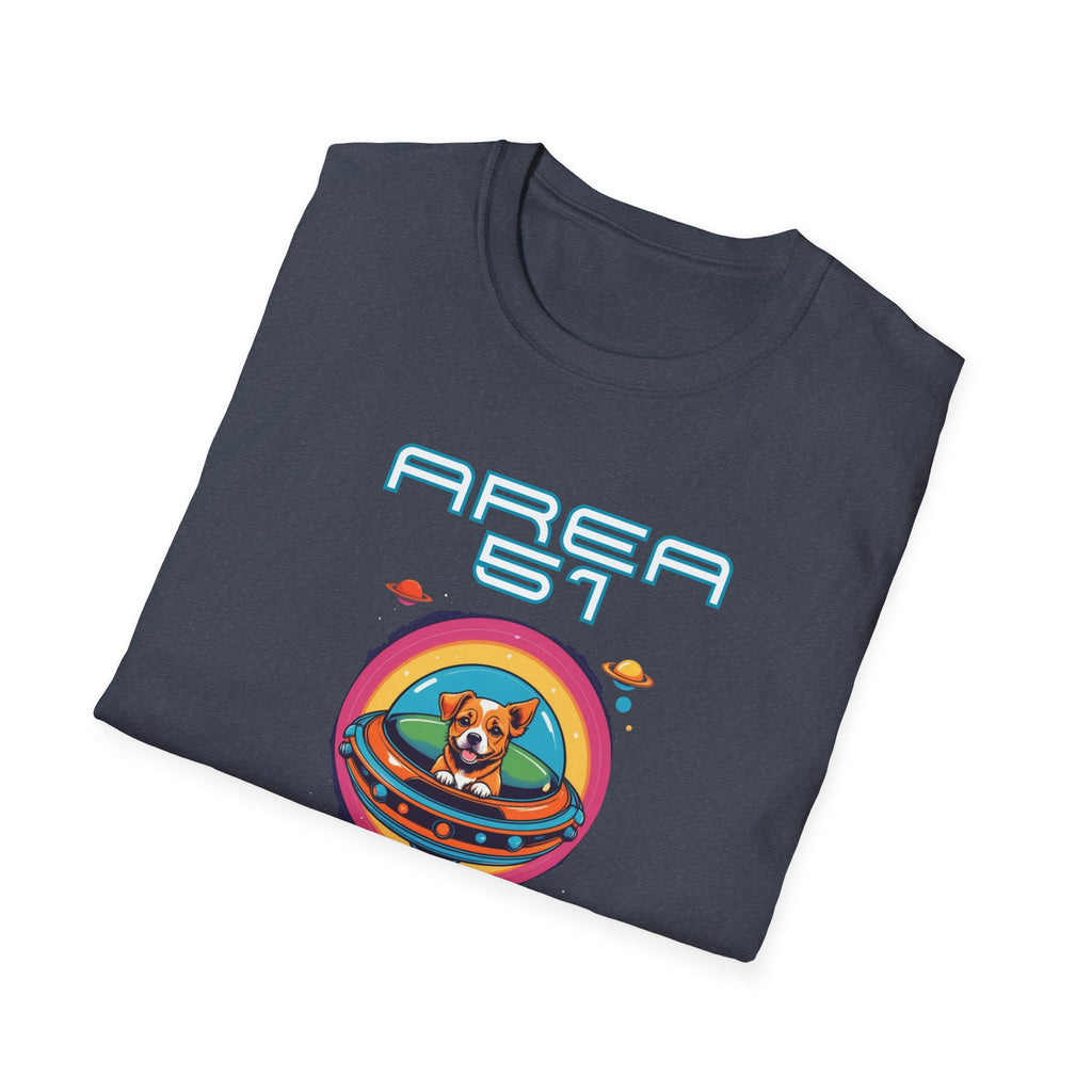 Area 51 Dog in Space Unisex T-Shirt, Fun Alien Shirt, Pet Lover Gift, Quirky Graphic Tee, Sci-Fi Apparel, Dog Enthusiast