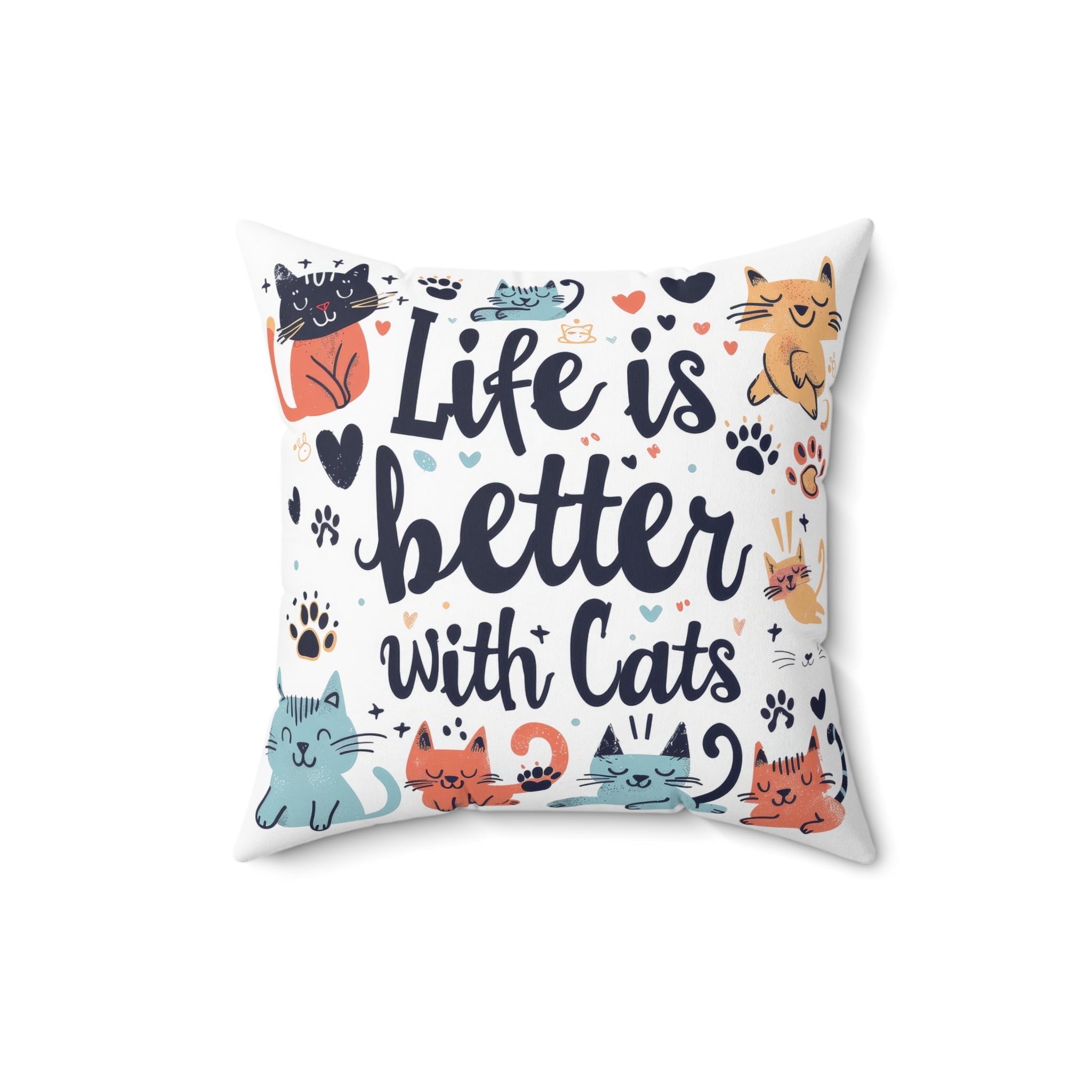 Life is Better with Cats Throw Pillow, Cat Lover's Throw Pillow