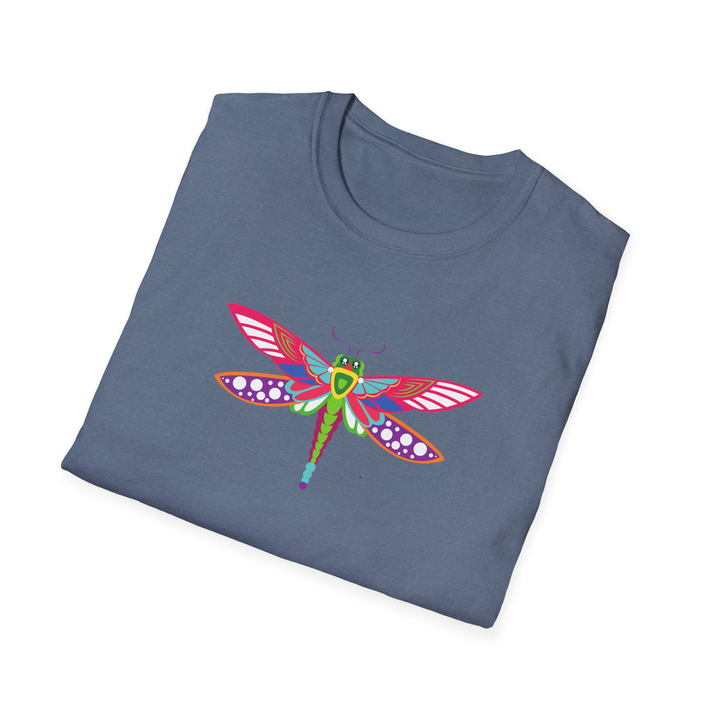 Colorful Dragonfly Unisex Softstyle T-Shirt, Casual Wear, Nature Lover Gift, Summer Fashion, Eco-Friendly Tee, Birthday Present