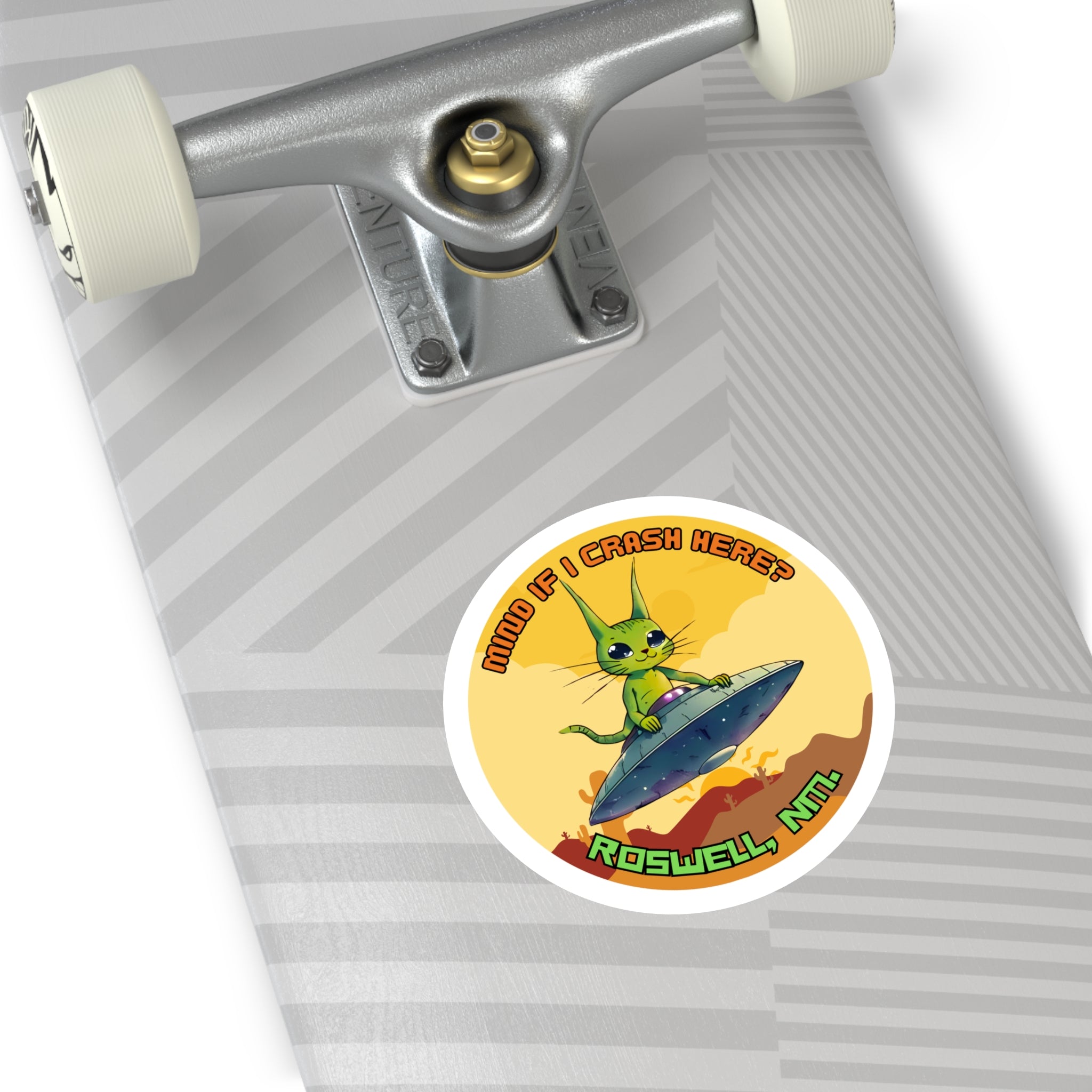 Roswell Alien Cat Stickers, Fun Decor, Laptop, Travel Mementos, Gift for UFO Lovers, Roswell Theme, Indoor/Outdoor Use