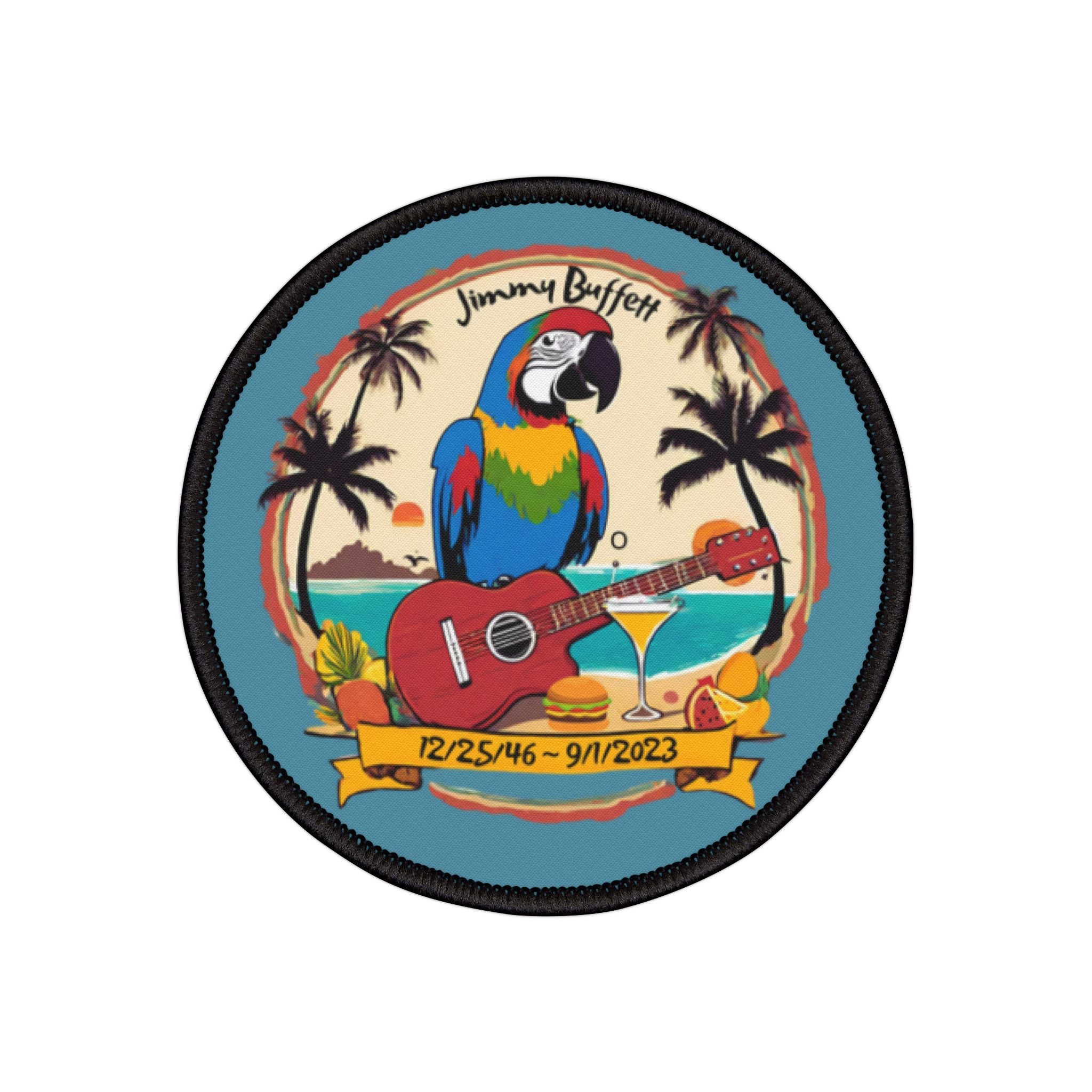 Jimmy Buffett Memorial Iron-On Patch, Parrothead Patch, Cheeseburger in Paradise - Iron-On Patches, Embroidered Patch, DIY Craft Supplies,