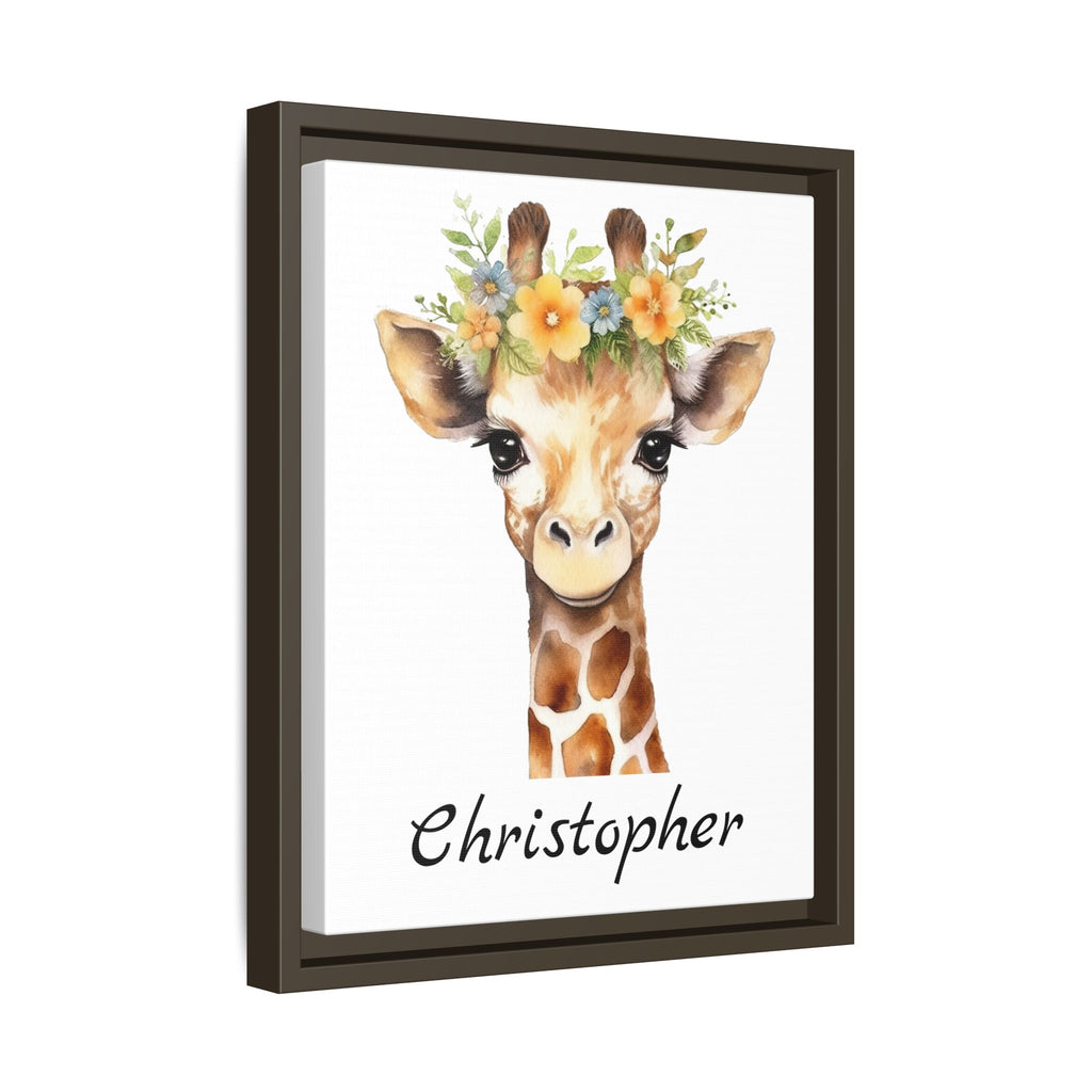 Wall Art, Personalized Baby Giraffe Matte Canvas, Framed Decor, Nursery Decor, Kids Room Decor, Safari Nursery Art, Animal Nursery Art