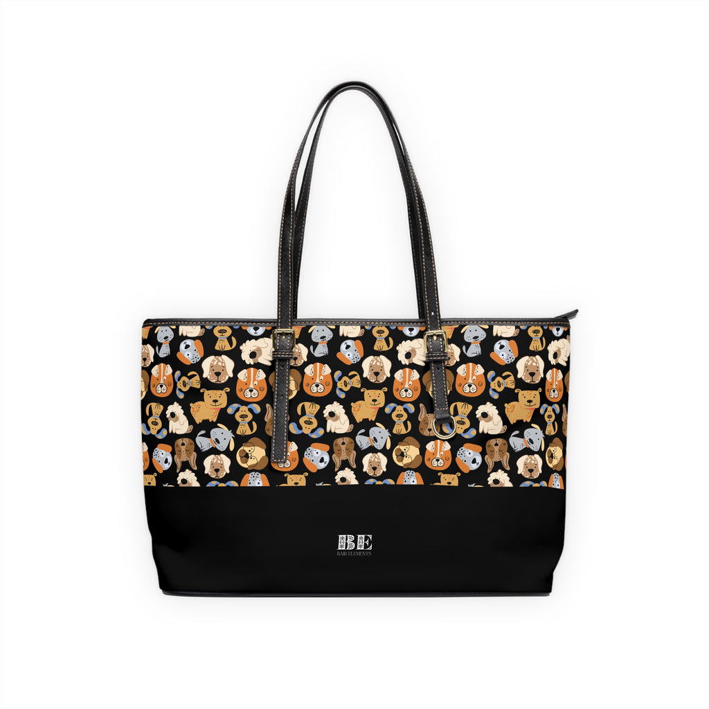 Puppy Party Leather Tote Bag, PU Leather Tote