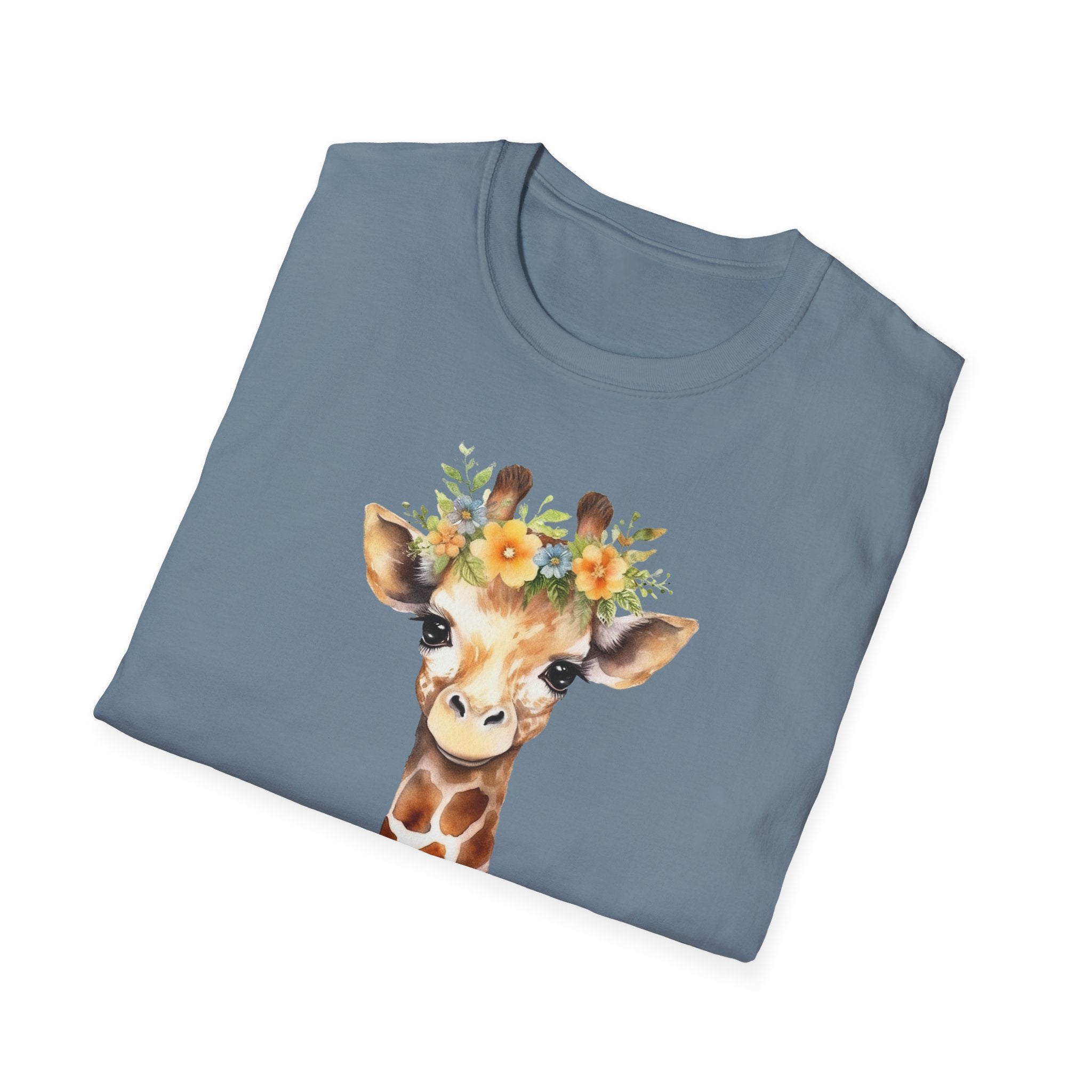 Floral Giraffe T-Shirt, Cute Animal Shirt, Unisex Tee, Animal Lover Gift, Casual Wear, Summer Fashion