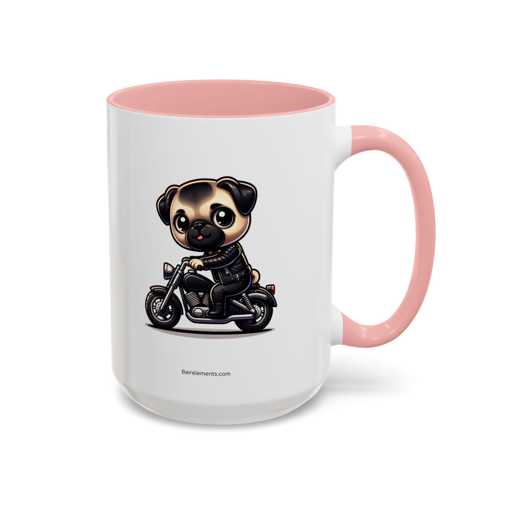 Personalized Motorcycle Pug Mug , Custom Dog Lover Coffee Cup