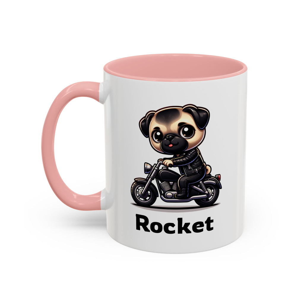 Personalized Motorcycle Pug Mug , Custom Dog Lover Coffee Cup