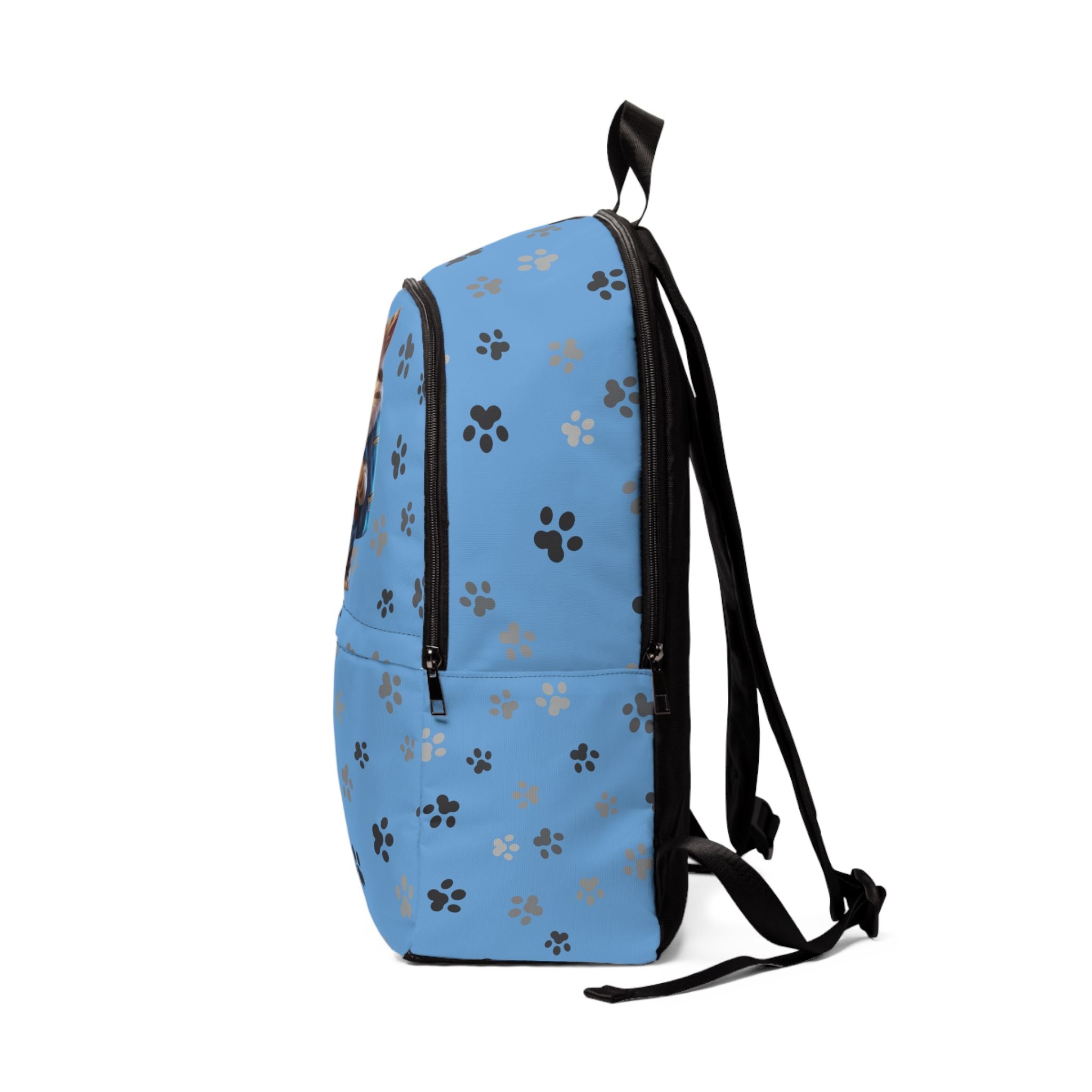 Kids Cat Character Nylon Backpack, Back to School Backpack 16"X12"X5" Blue