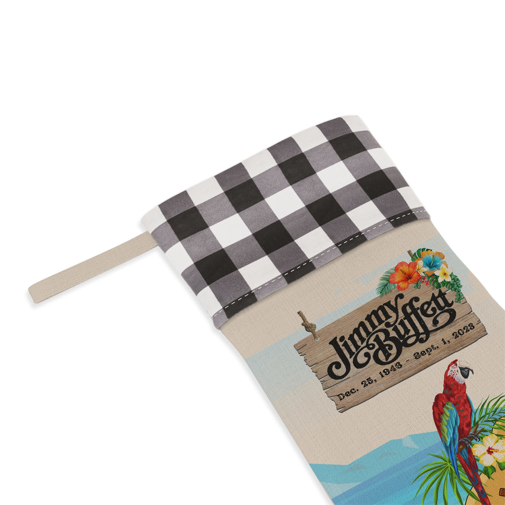 Jimmy Buffett Linen Plaid Christmas Stocking, Jimmy Buffett Memorabilia