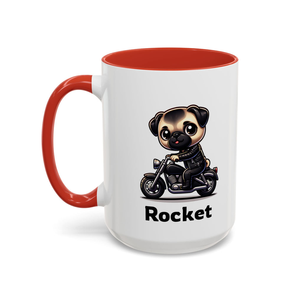 Personalized Motorcycle Pug Mug , Custom Dog Lover Coffee Cup