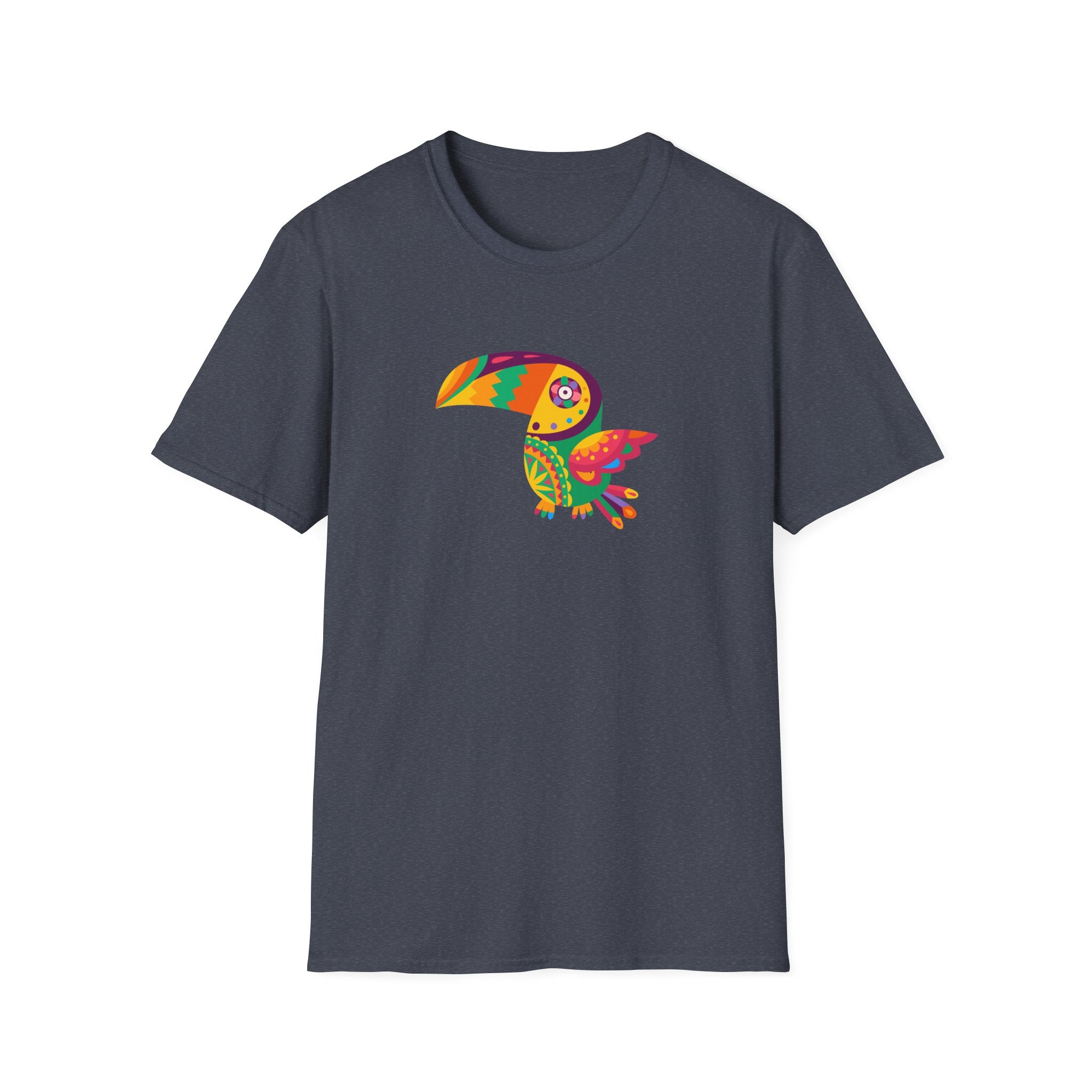 Colorful Toucan Unisex Softstyle T-Shirt, Cute Tropical Shirt, Animal Lover Gift, Casual Wear, Summer Fashion, Nature Enthusiast