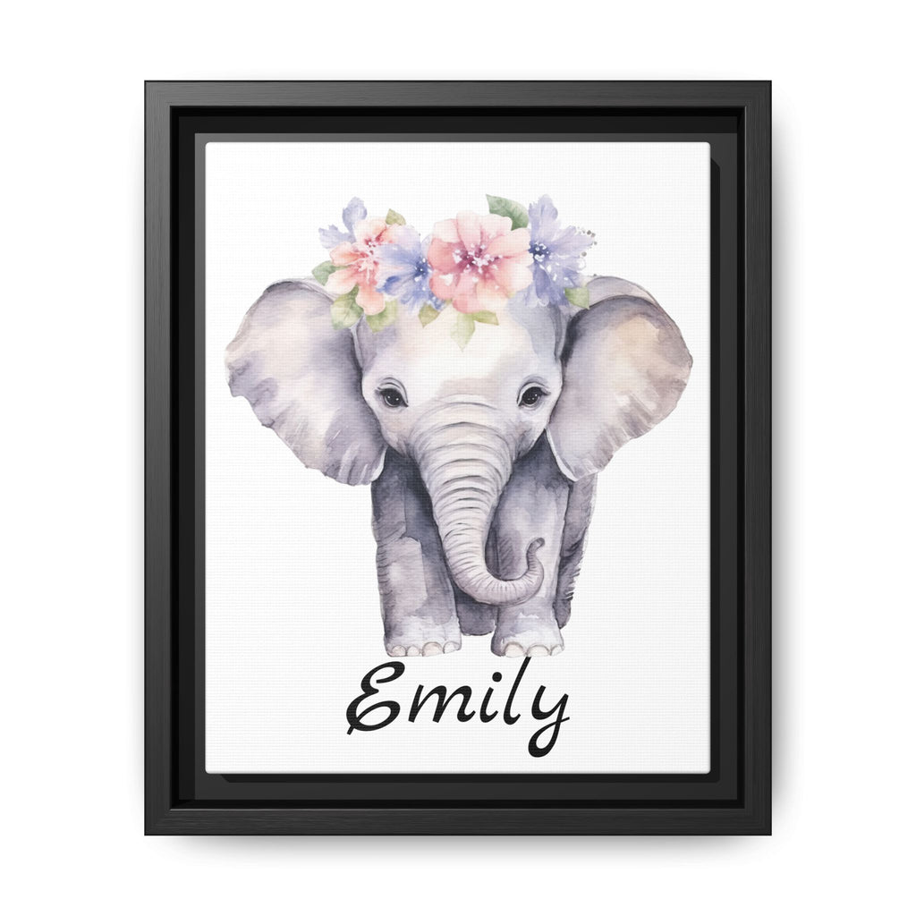 Personalized Baby Elephant Decor, Framed Picture Print, Gender Neutral Safari Animal Theme Gift, Matte Poster