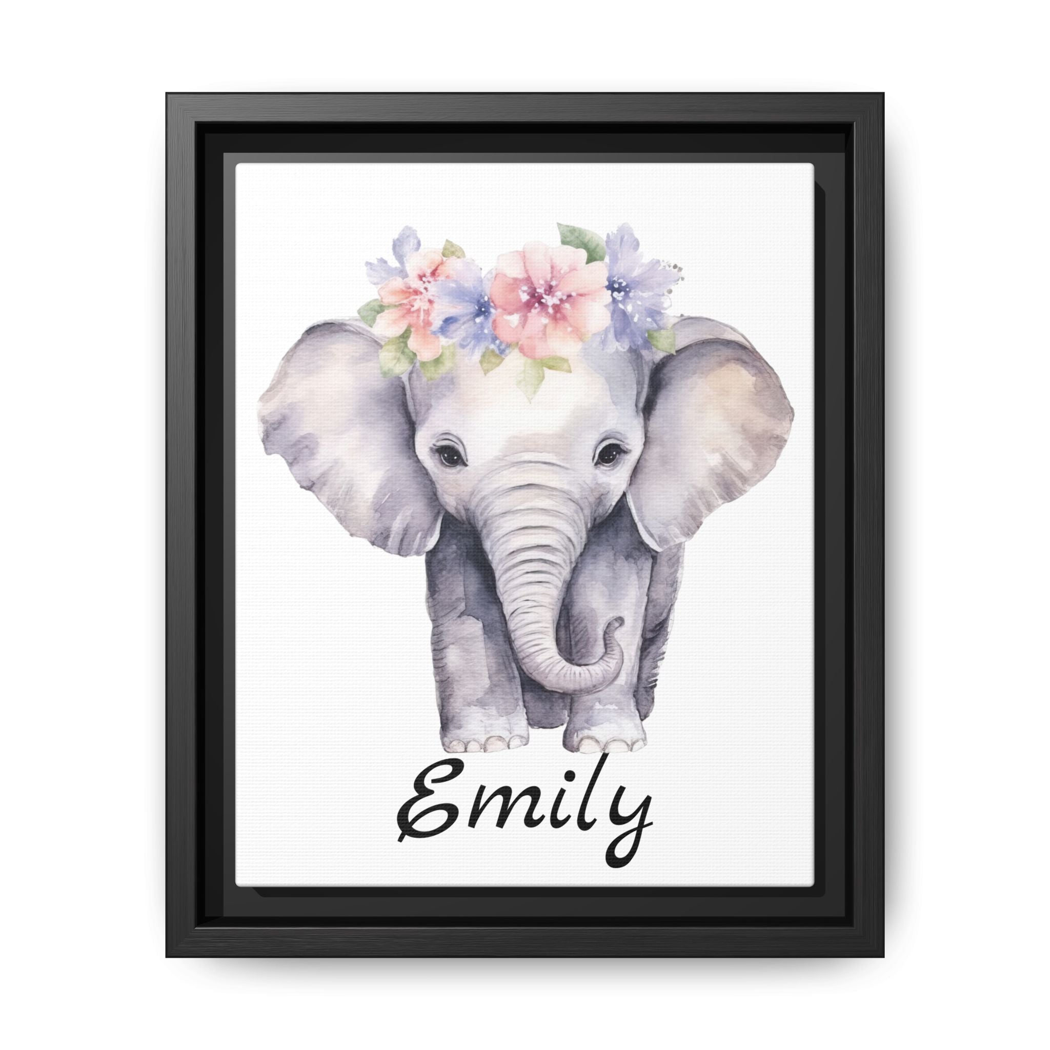 Personalized Baby Elephant Decor, Framed Picture Print, Gender Neutral Safari Animal Theme Gift, Matte Poster
