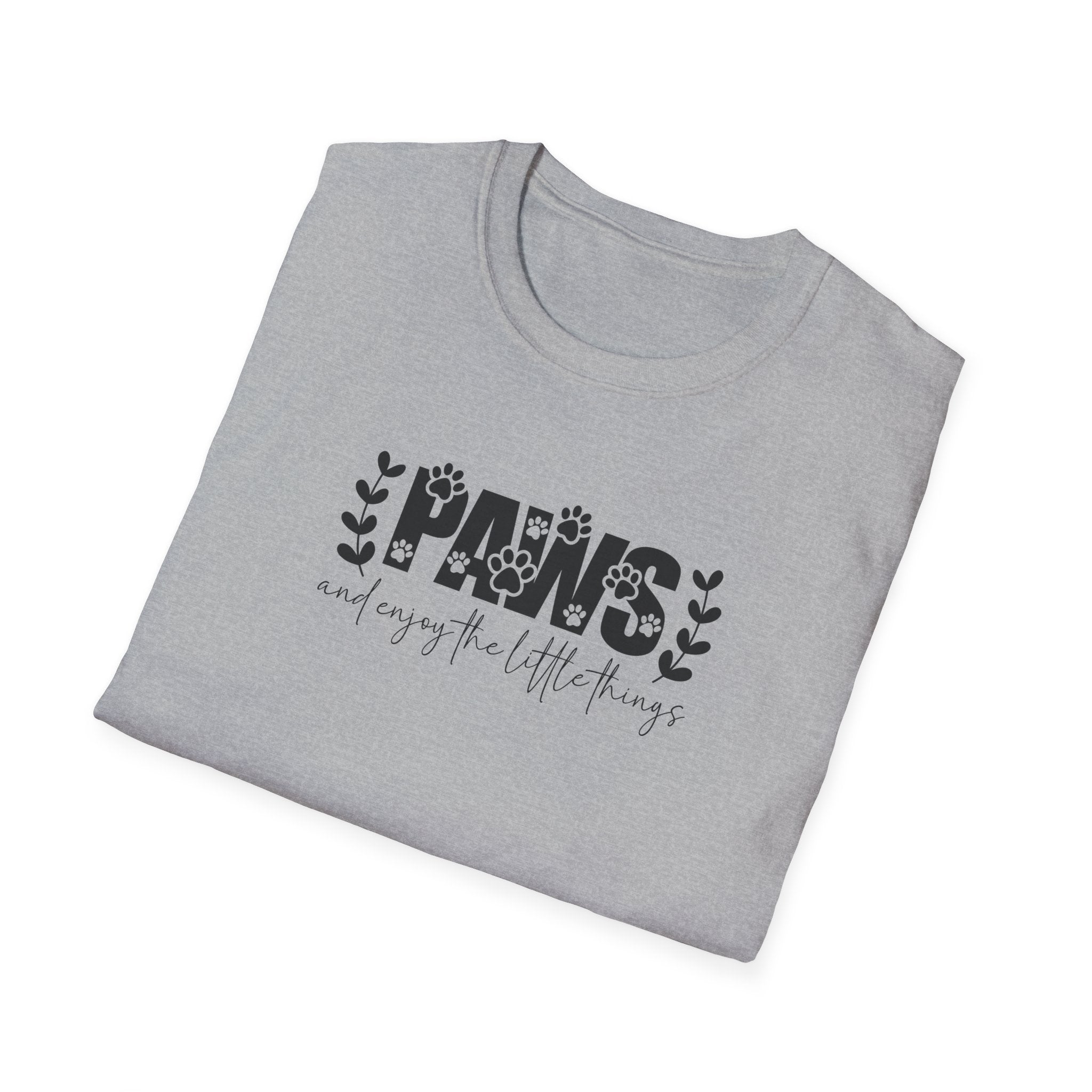 Paw Print T-Shirt - "Paws and Enjoy the Little Things", Pet Lover Gift, Animal Theme Apparel, Dog Owner Shirt, Cute Casual Tee