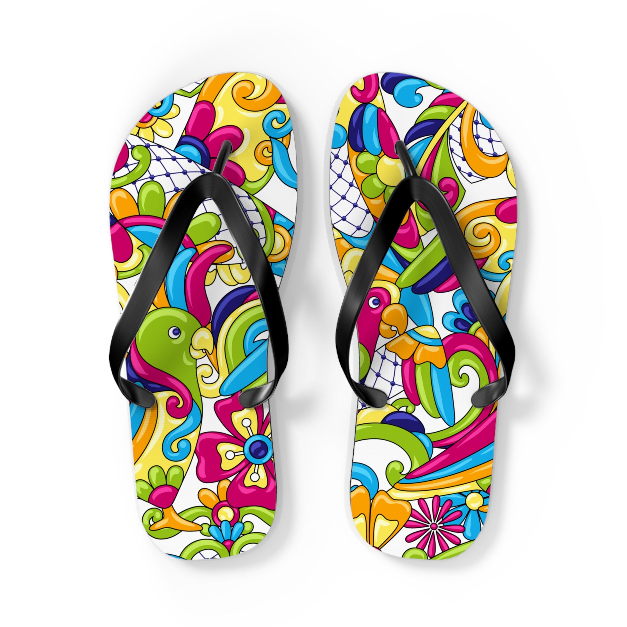 Bright Tropical Flip Flops