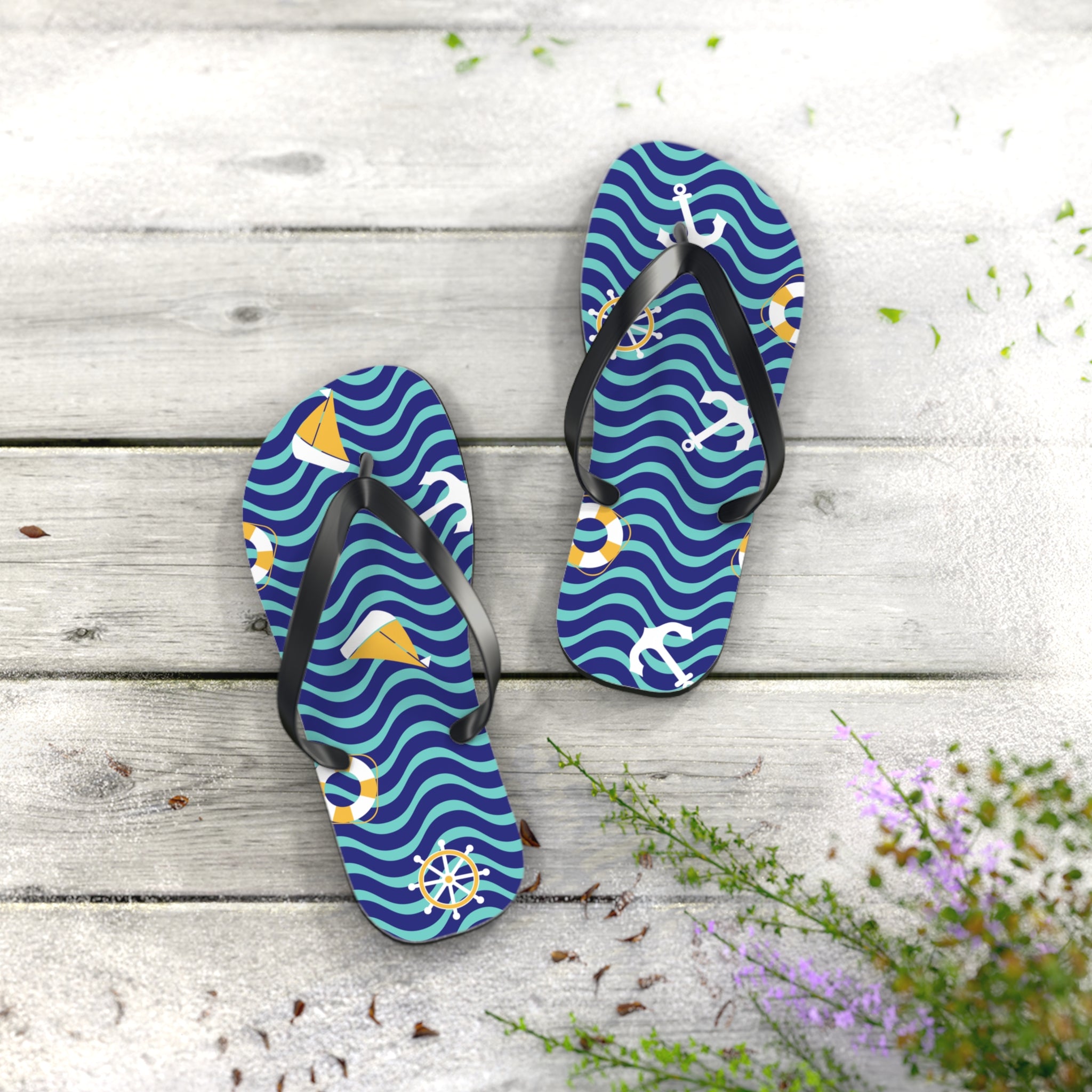 At Sea Tropical Flip Flops