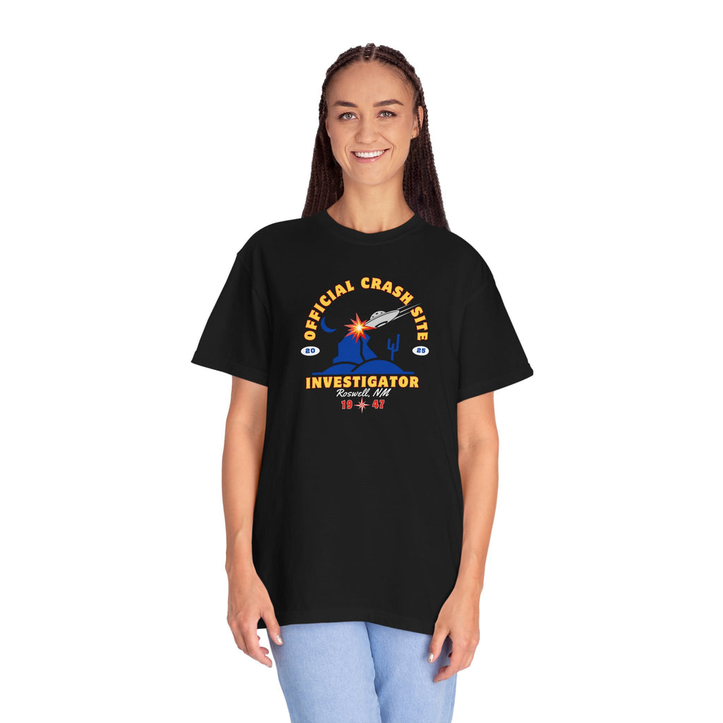 UFO Crash Site Investigator Unisex T-Shirt - Alien UFO Space Funny Tee, Extraterrestrial Sci-fi Graphic Shirt, Roswell, NM