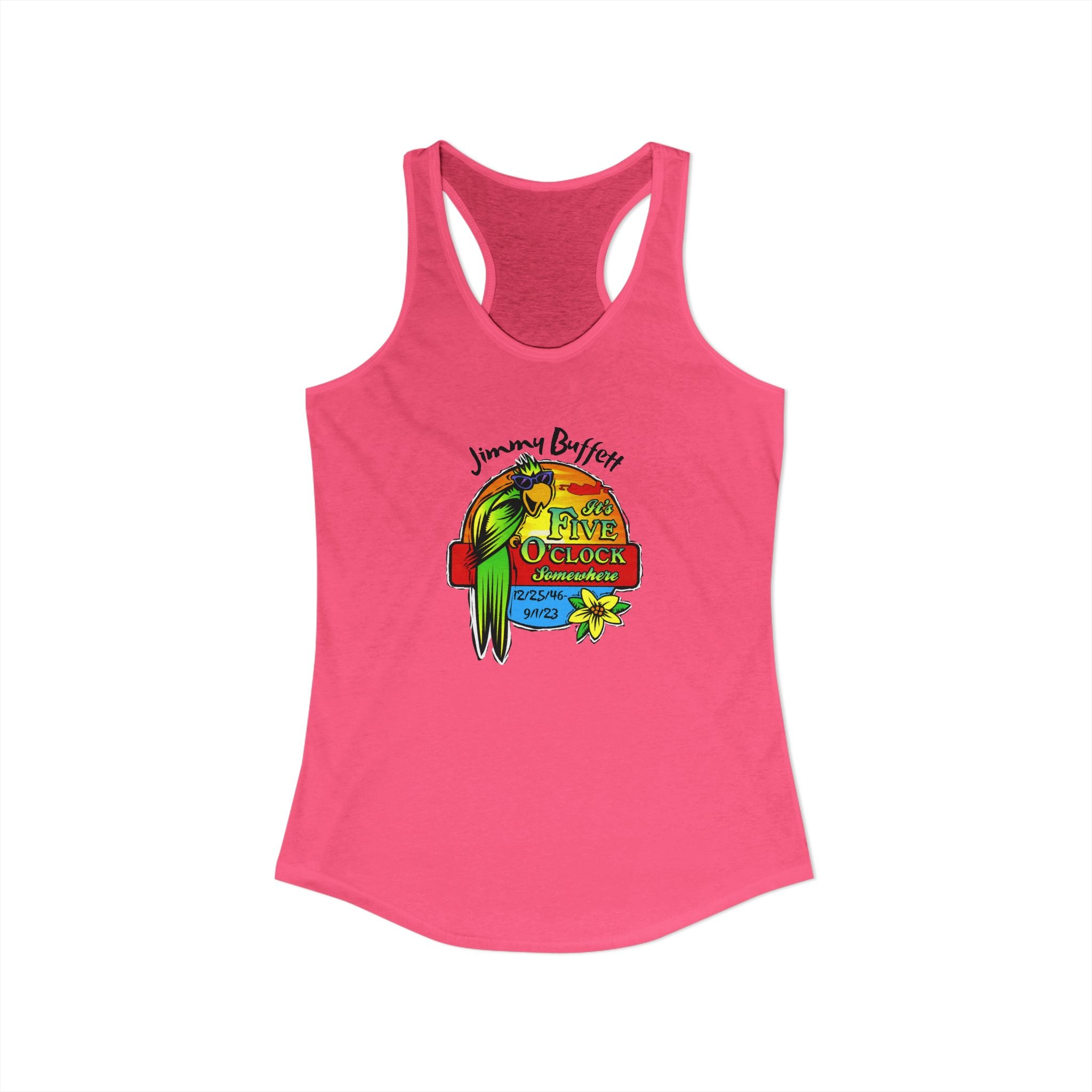 Its Five O'Clock Somewhere, Jimmy Buffett Women's Ideal Racerback Tank