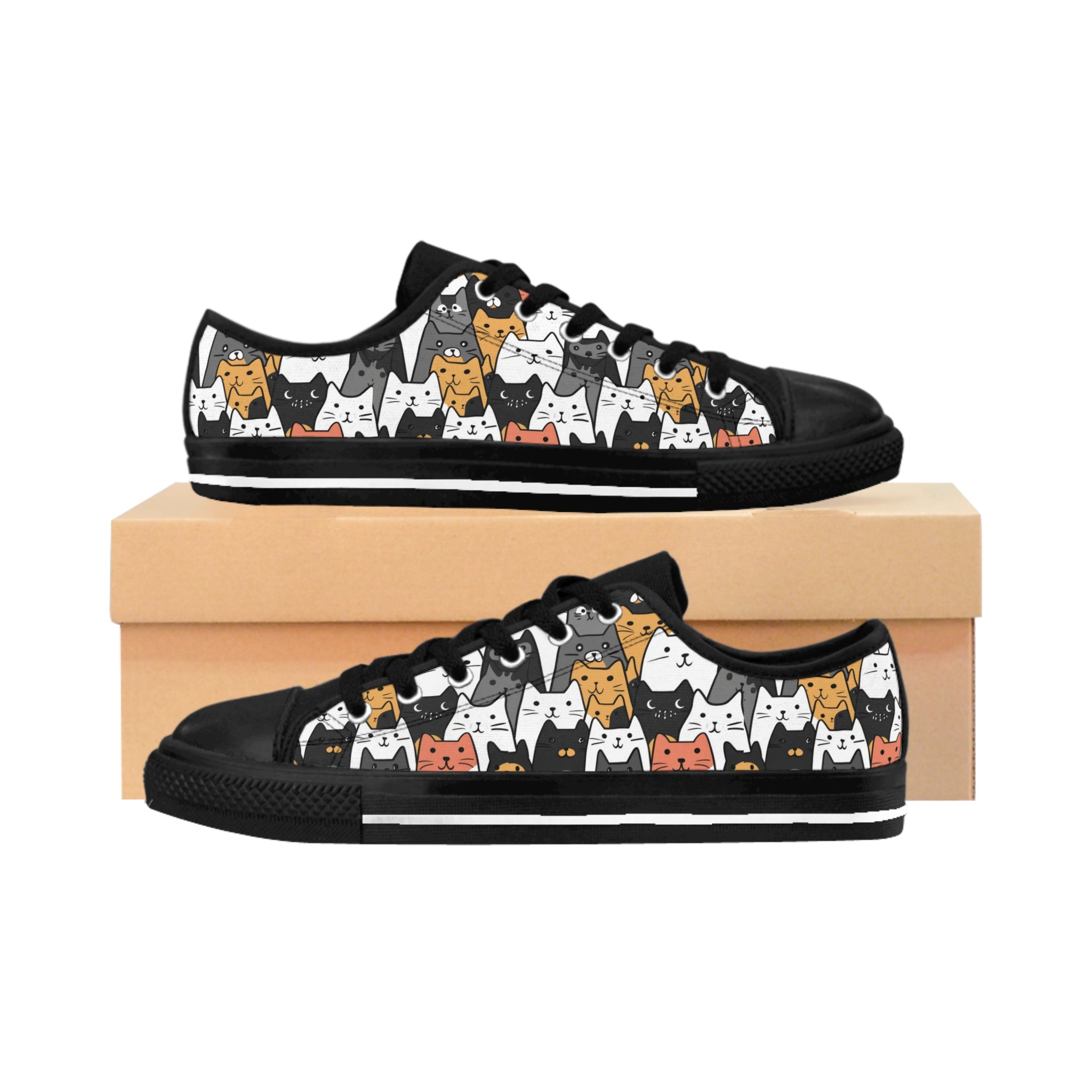 Cute Cat Face Sneakers, Cat Lover Gift, Animal Print Shoes, Fun Cat Shoes, Kitty Kicks