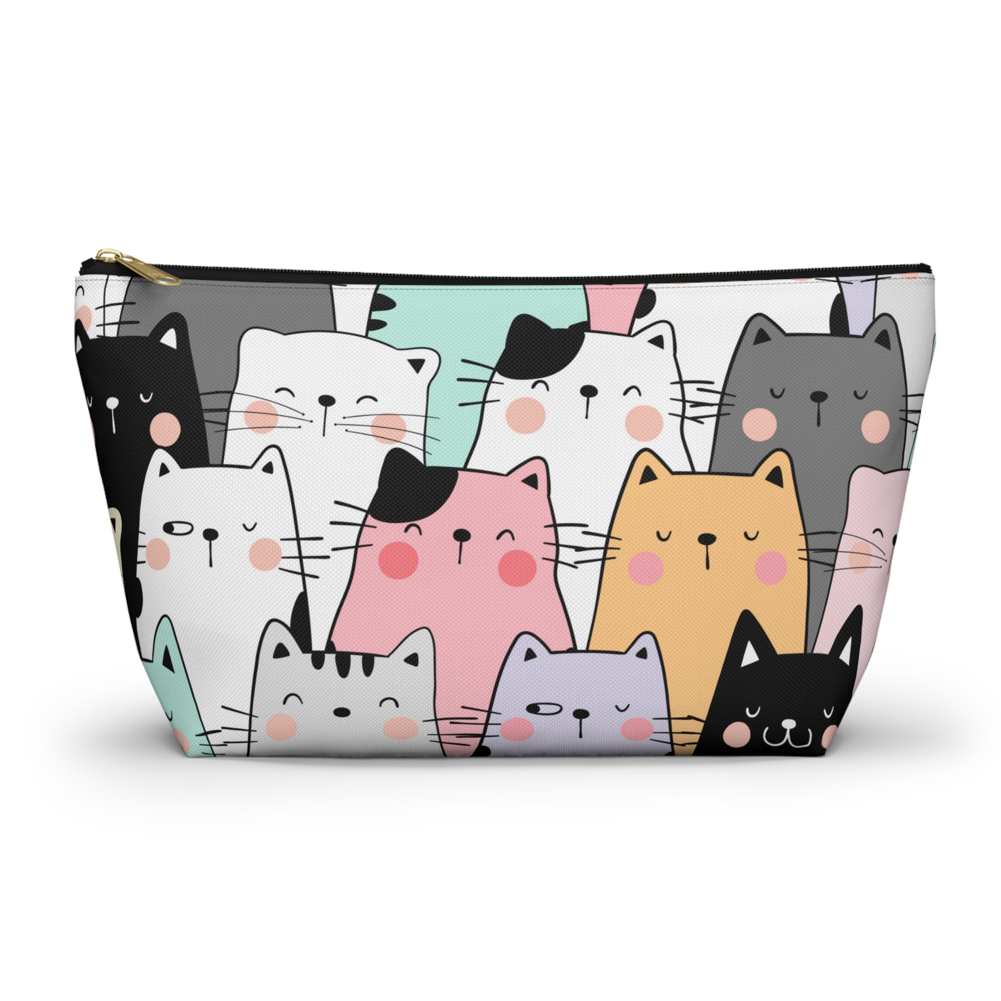 Colorful Cat Print, Travel Accessory Pouch, Make-up Bag