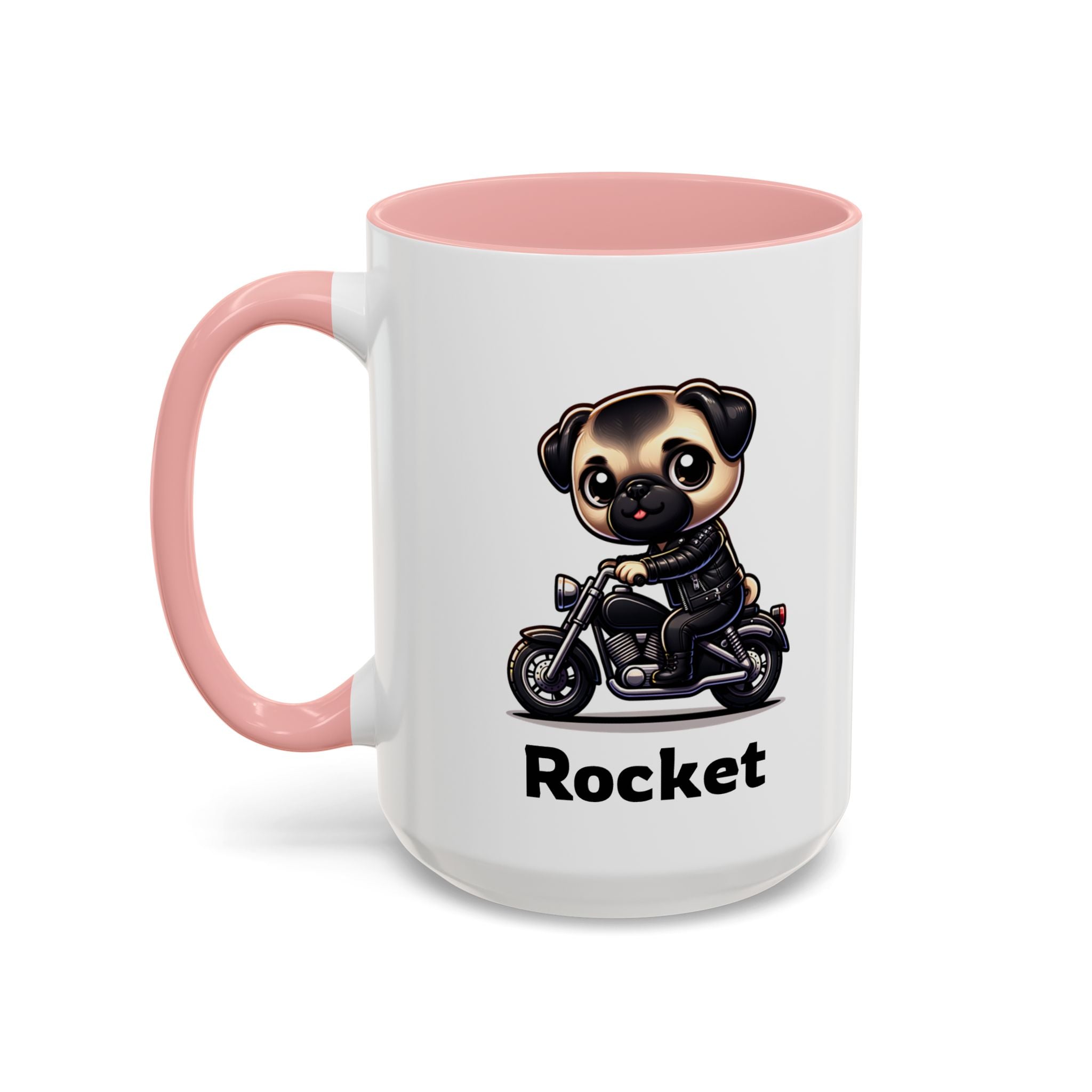 Personalized Motorcycle Pug Mug , Custom Dog Lover Coffee Cup