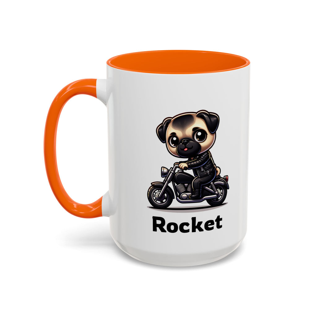 Personalized Motorcycle Pug Mug , Custom Dog Lover Coffee Cup