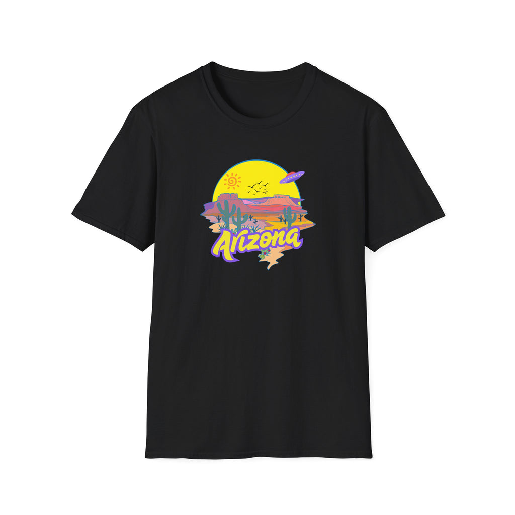 Arizona UFO Sunset Unisex Softstyle T-Shirt, Casual Wear, Travel Gift, Summer Vibes, Nature Lover Gift, Vacation Shirt
