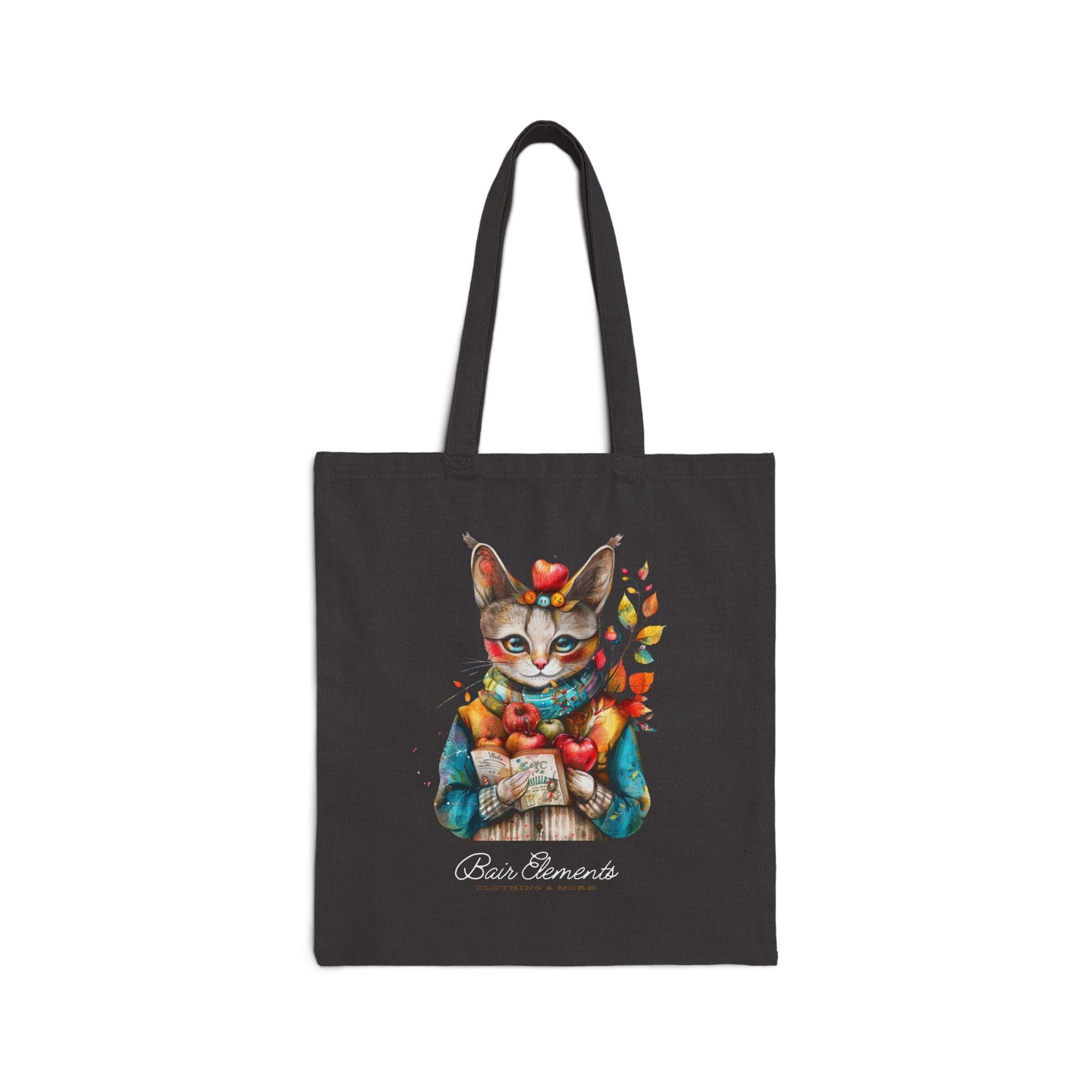 Woodland Autumn Cat Heavy Canvas Shopping Tote, Cat Shopping Tote