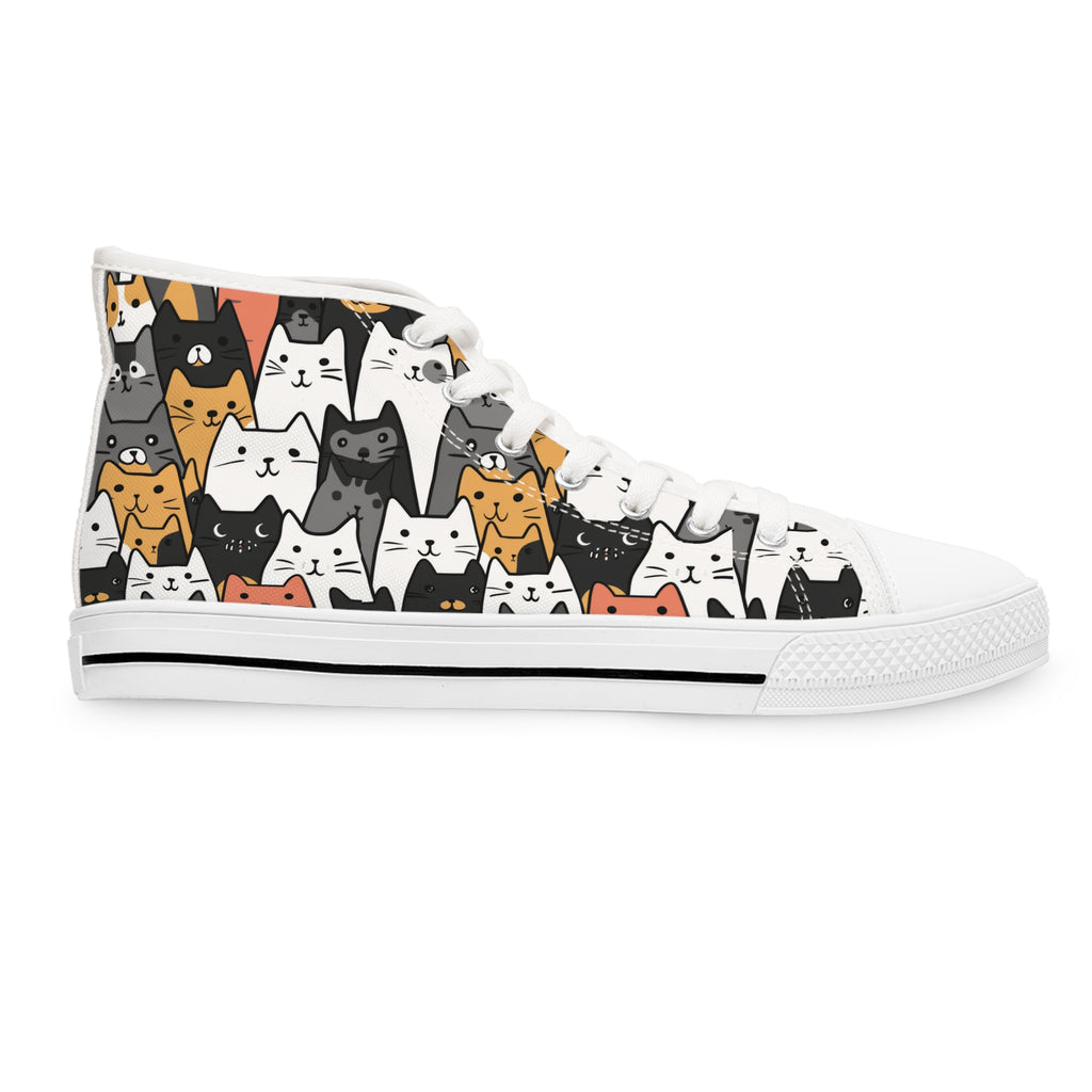 Cat Faces High Tops, Kitty Print Tennis Shoes, Animal Lover Sneakers, Cute Kitten Shoes, Cat Mom Gift, Unique Cat Gifts, Cat Lady Fashion,