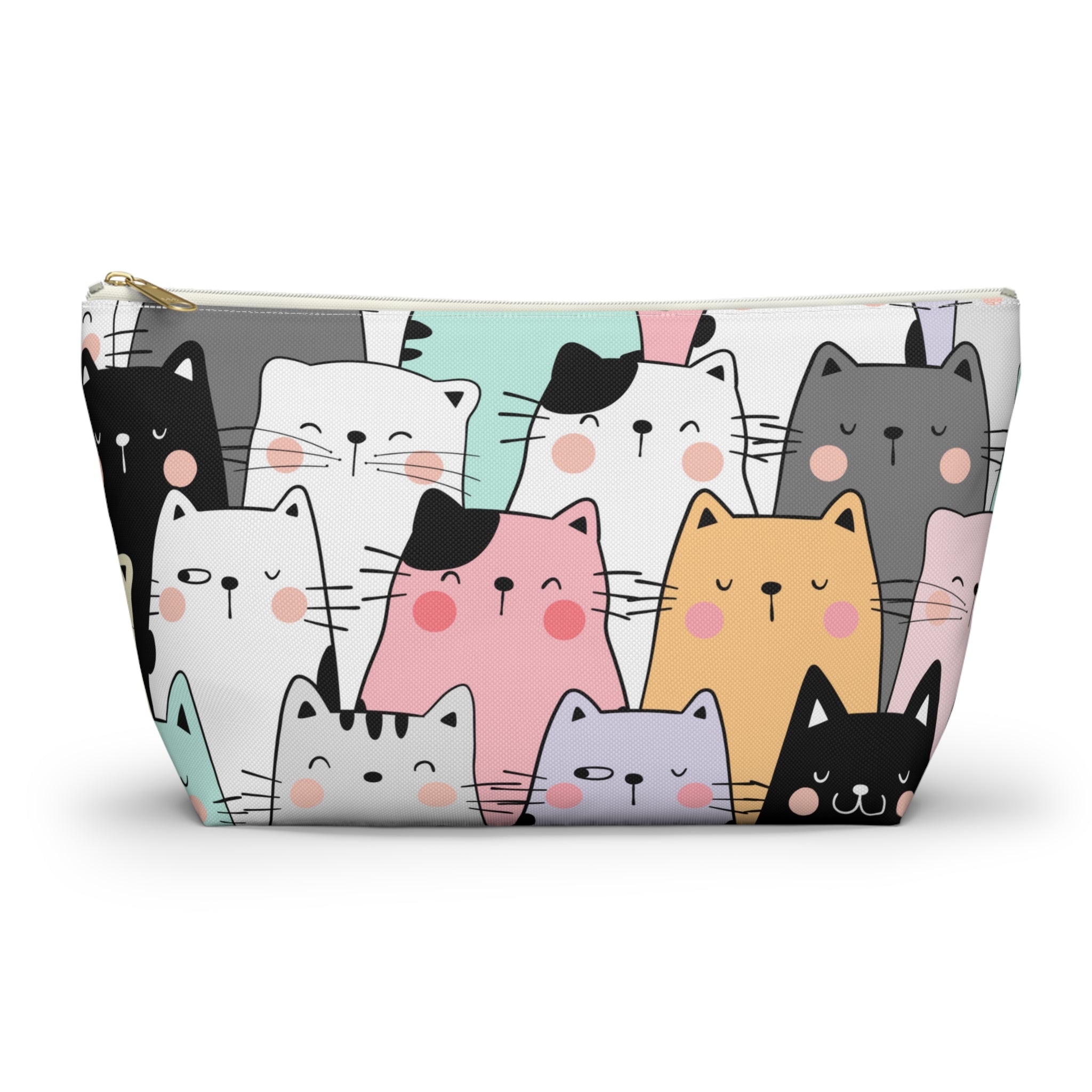 Colorful Cat Print, Travel Accessory Pouch, Make-up Bag