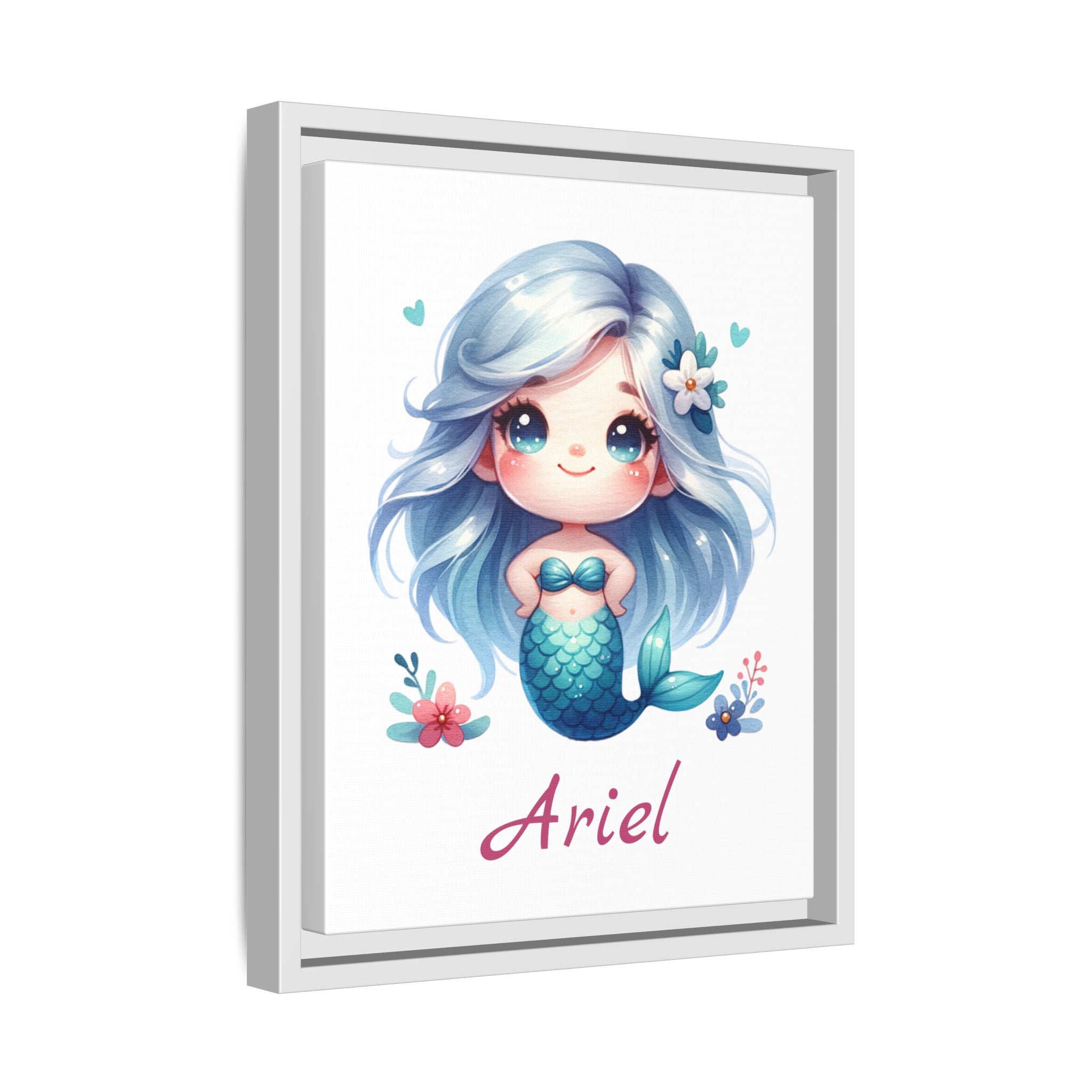 Personalized Little Red Haired Mermaid Wall Art, Girls Mermaid Bedroom Wall Art, Personalized Wall Art