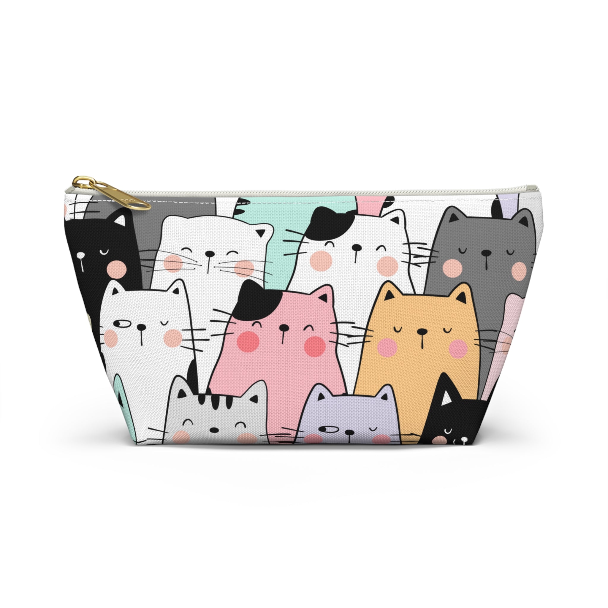 Colorful Cat Print, Travel Accessory Pouch, Make-up Bag