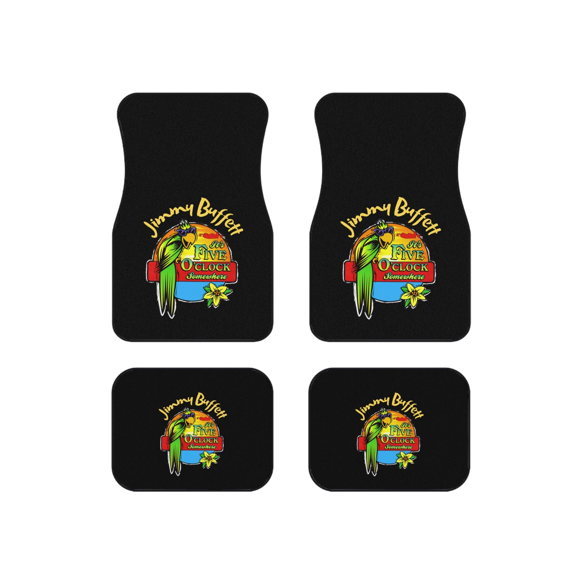 It's Five O'Clock Somewhere Jimmy Buffett, Universal Car Mats (Set of 4) Black