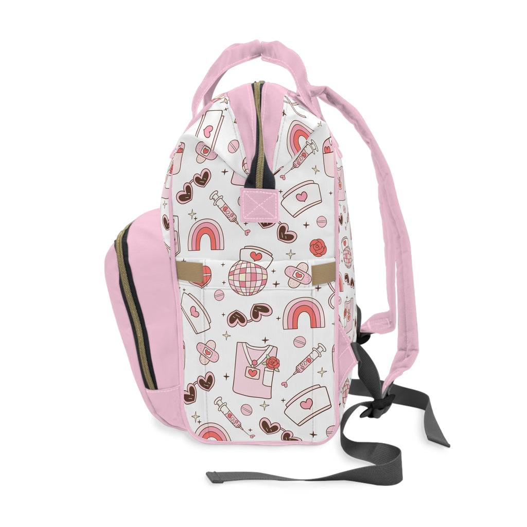 Personalized Nurse Tote Bag, Heart Print Nursing Backpack, Travel Nurse Bag