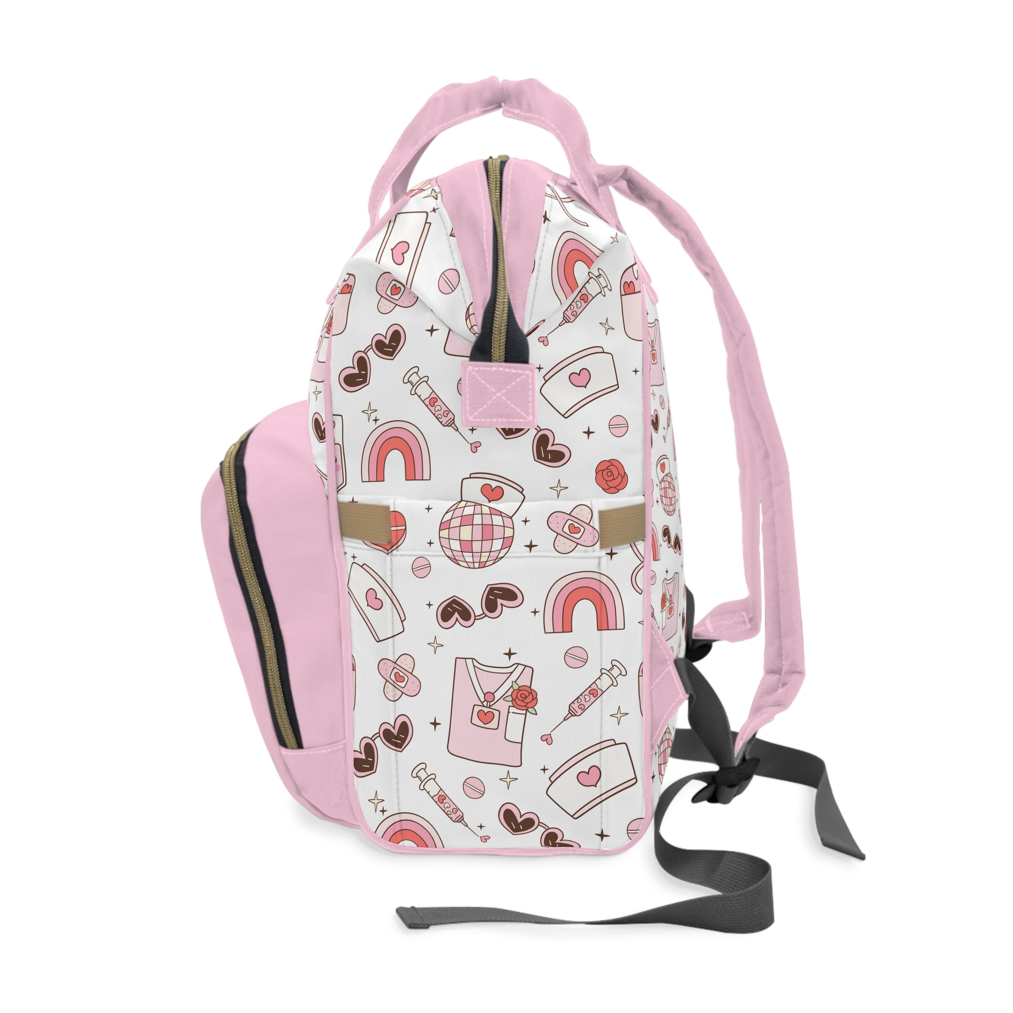 Personalized Nurse Tote Bag, Heart Print Nursing Backpack, Travel Nurse Bag